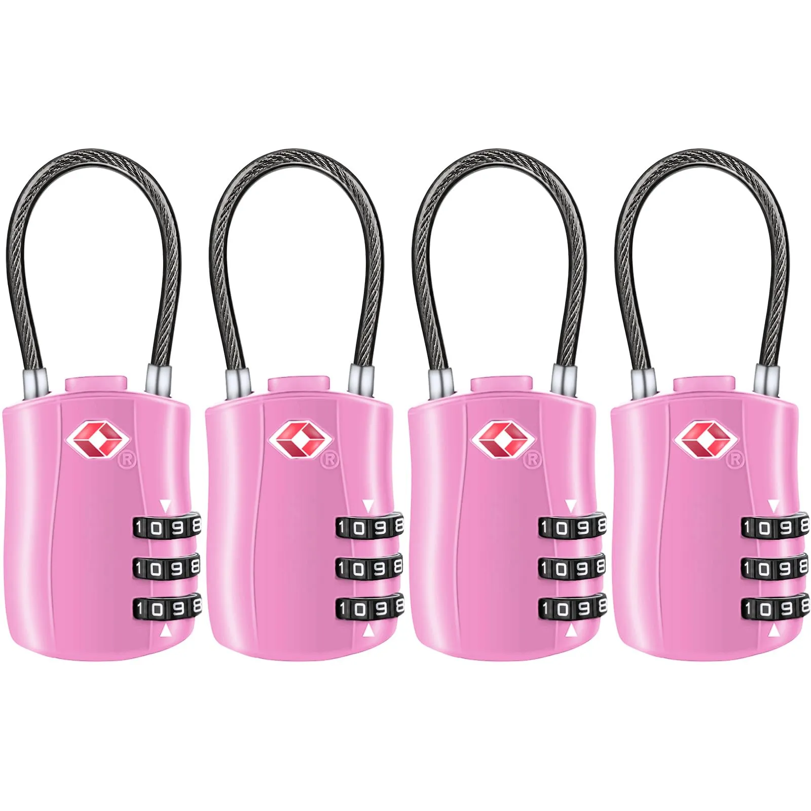 Diyife Lucchetto Valigia TSA, 4 Pezzi, 3 Cifre, Rosa - immagine 1