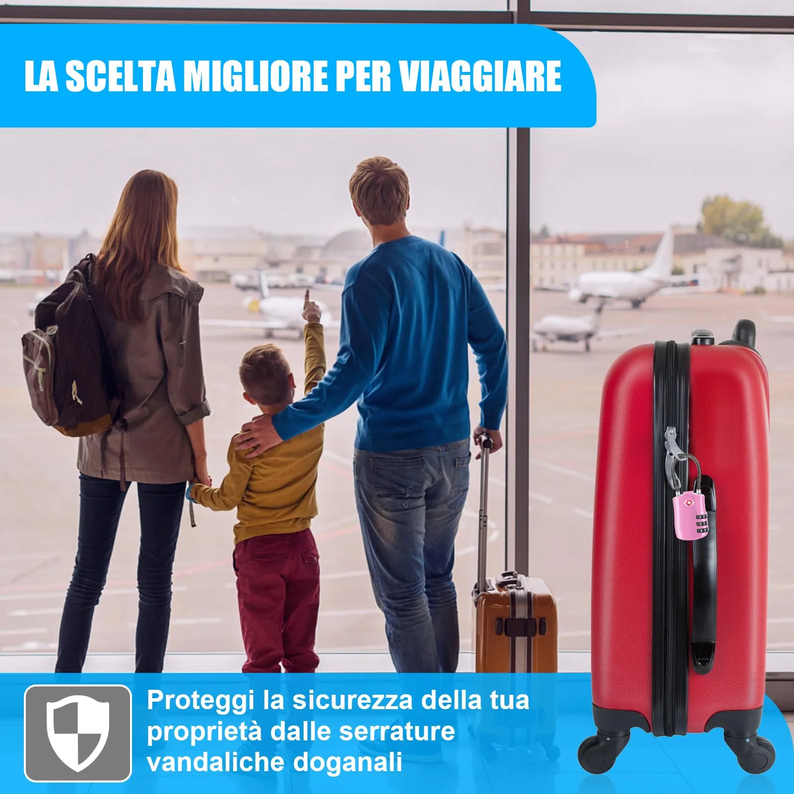 Diyife Lucchetto Valigia TSA, 4 Pezzi, 3 Cifre, Rosa - immagine 3