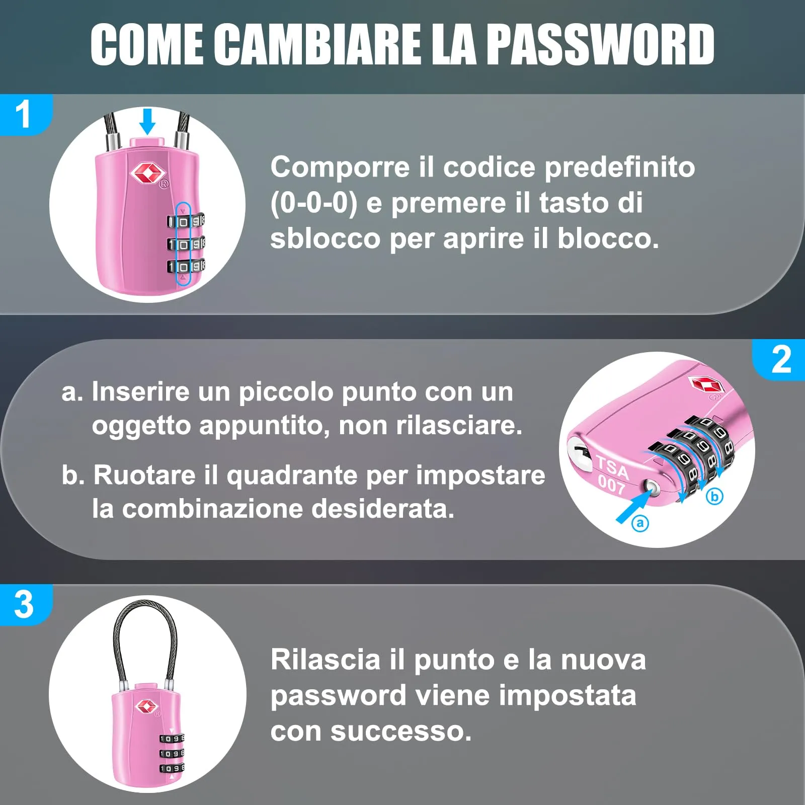 Diyife Lucchetto Valigia TSA, 4 Pezzi, 3 Cifre, Rosa - immagine 6