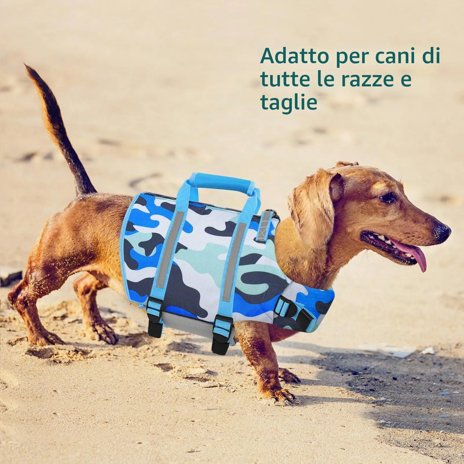 PUZAUKAL Giubbotto Salvagente per Cane con Cerniera sul Dorso, Camouflage, Taglia S - immagine 5