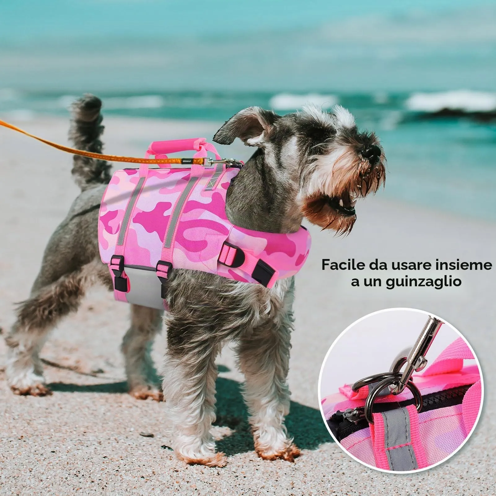 PUZAUKAL Giubbotto Salvagente Cane con Cerniera e Camouflage, Taglia M - immagine 7