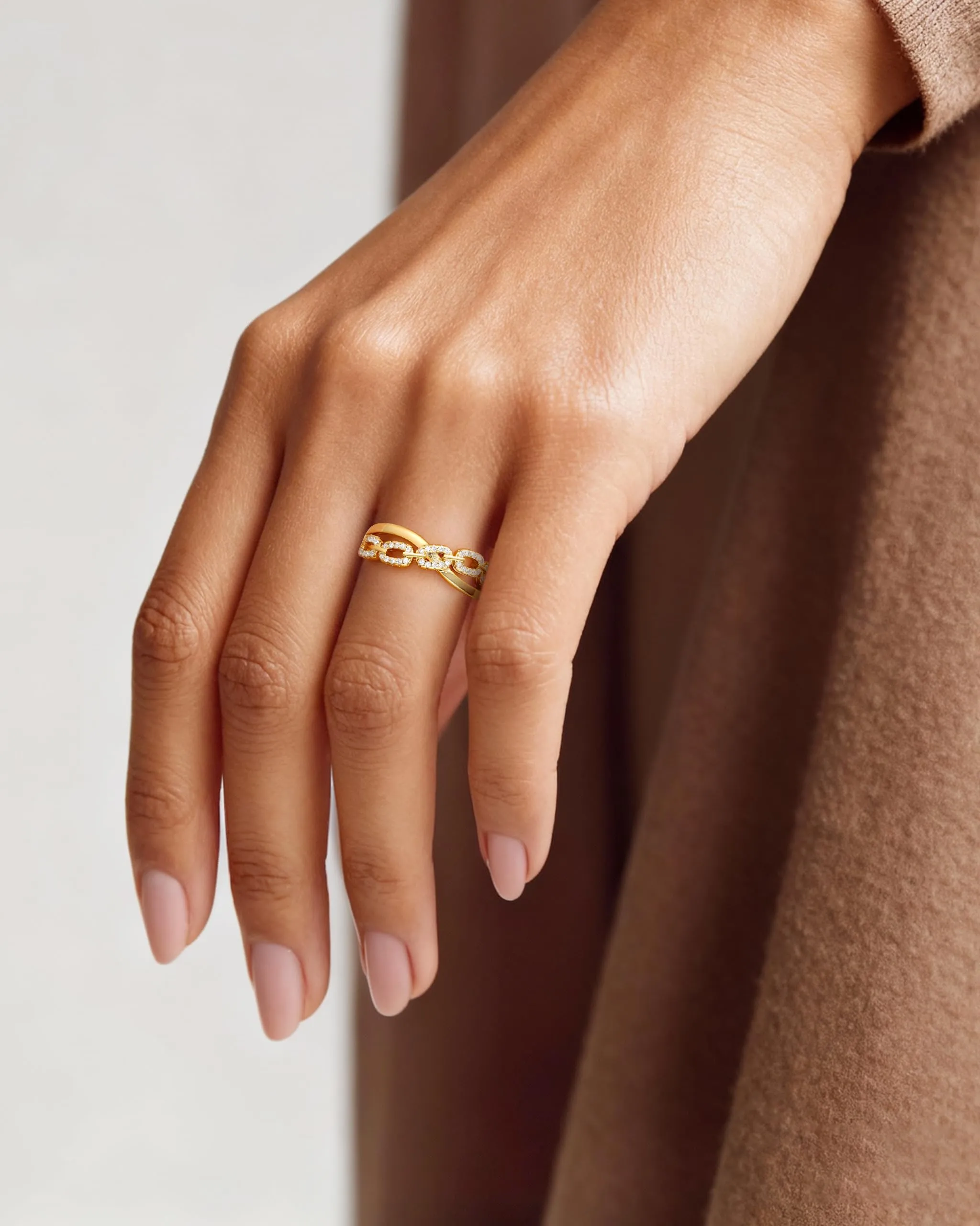 J.Fée Anello Donna Argento 925 con Zirconi 5A Regolabile, Oro - immagine 6