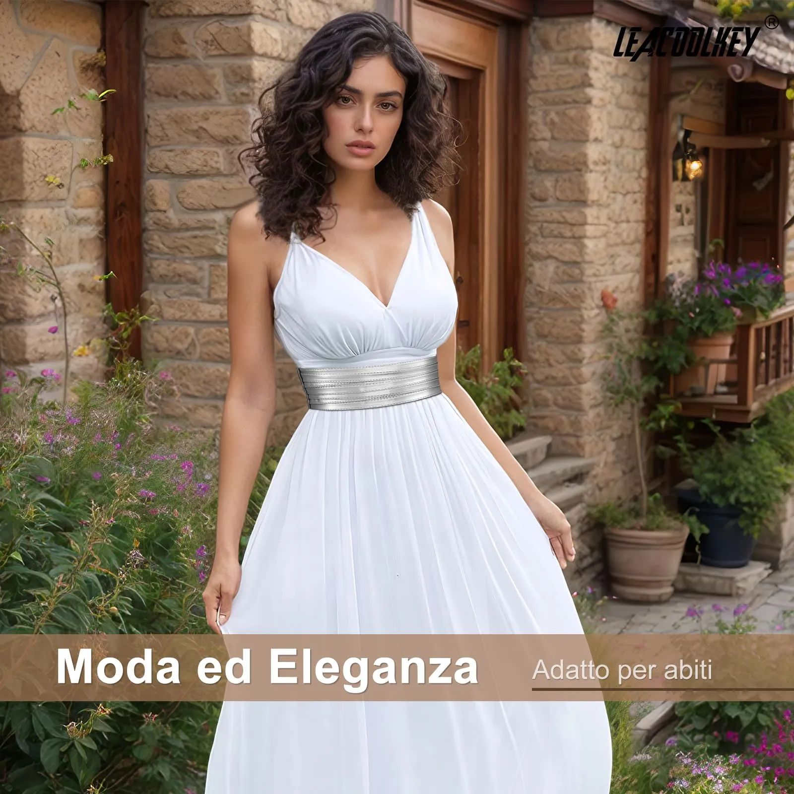 LEACOOLKEY Cintura Larga Donna in Pelle Elastica per Abiti e Jeans - immagine 4