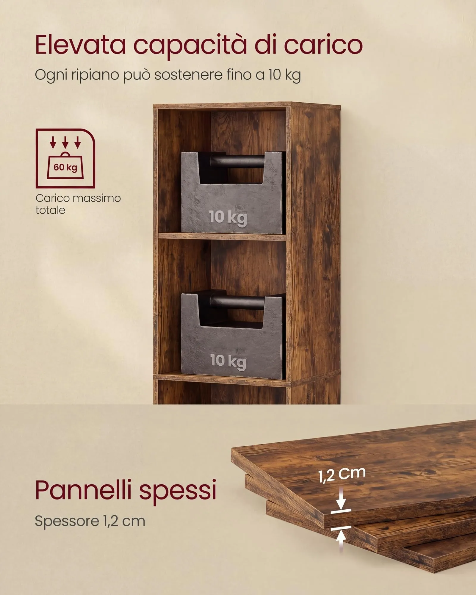 VASAGLE Libreria a 6 Ripiani Regolabili, Marrone Vintage LBC411KD01 - immagine 7