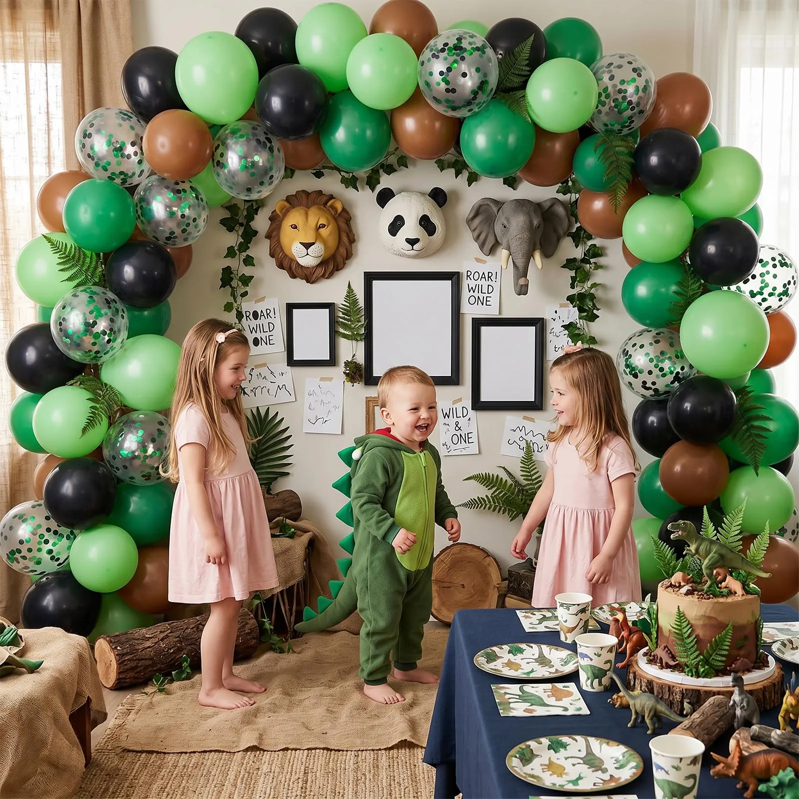 Fairymaiden Palloncini Verde Marrone Nero, 60 Pezzi con Confetti, 12 Pollici - immagine 4