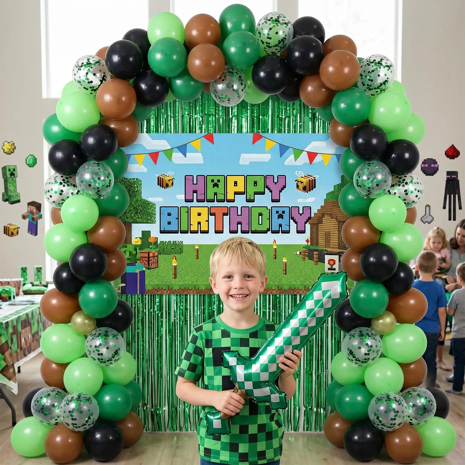Fairymaiden Palloncini Verde Marrone Nero, 60 Pezzi con Confetti, 12 Pollici - immagine 5