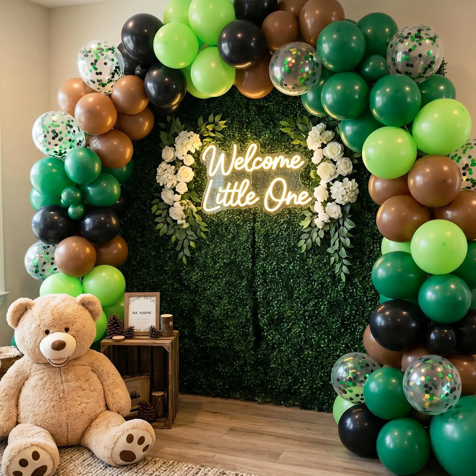 Fairymaiden Palloncini Verde Marrone Nero, 60 Pezzi con Confetti, 12 Pollici - immagine 6