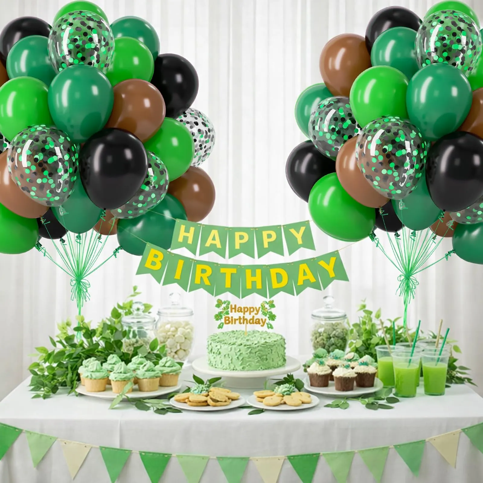 Fairymaiden Palloncini Verde Marrone Nero, 60 Pezzi con Confetti, 12 Pollici - immagine 7