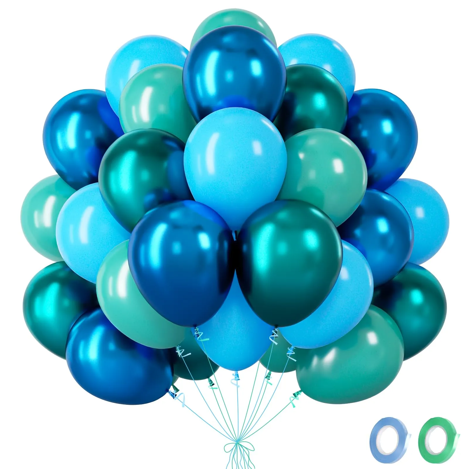 Fairymaiden Palloncini Blu e Verde Metallizzati, 60 Pezzi, 12 Pollici - immagine 1