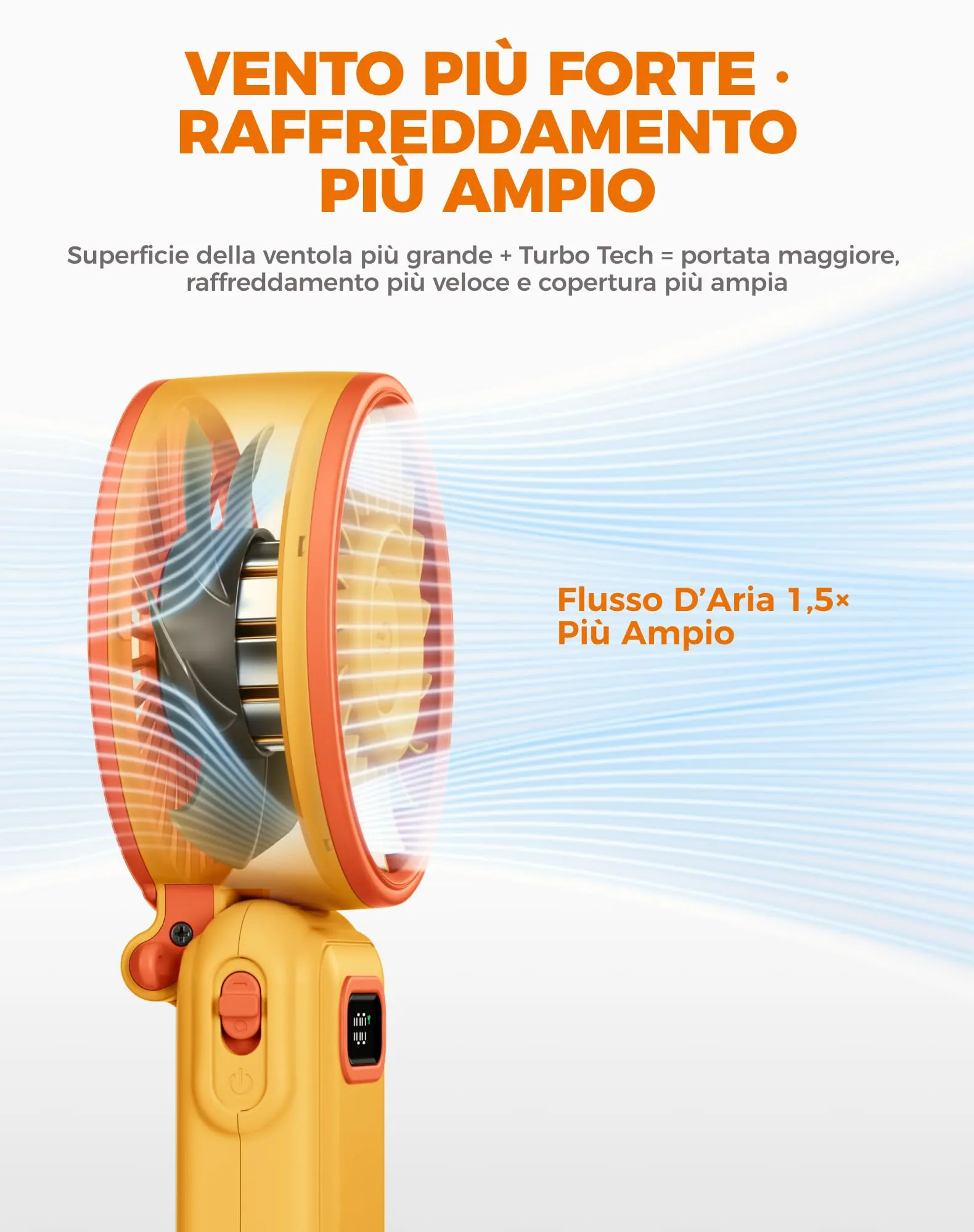 Diveblues Mini Ventilatore Portatile Turbo USB Ricaricabile, 100 Velocità, 4-in-1 Pieghevole da Tavolo e da Collo - immagine 3