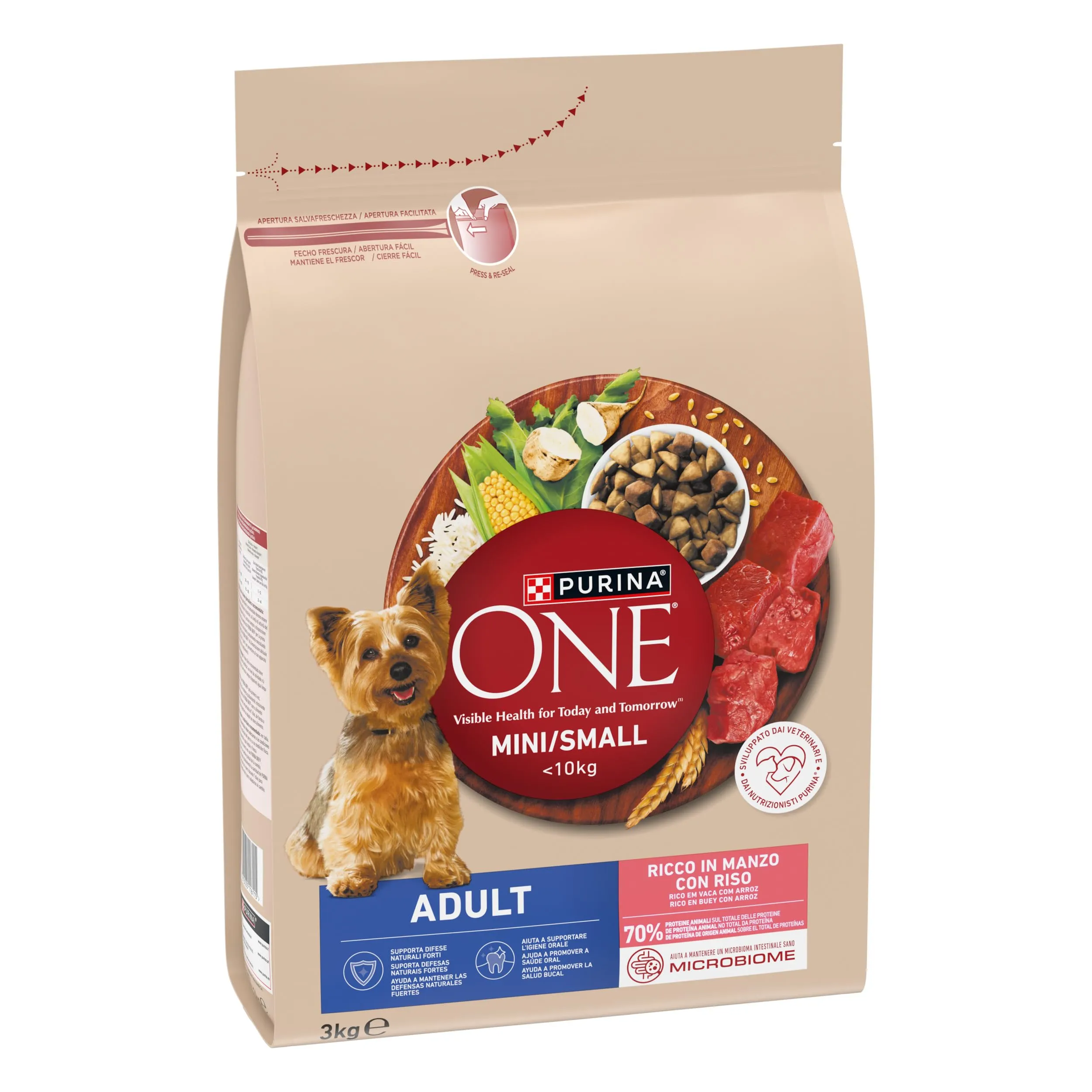 Purina ONE Mini Crocchette Cani Adulti Manzo e Riso, 3 kg - immagine 1