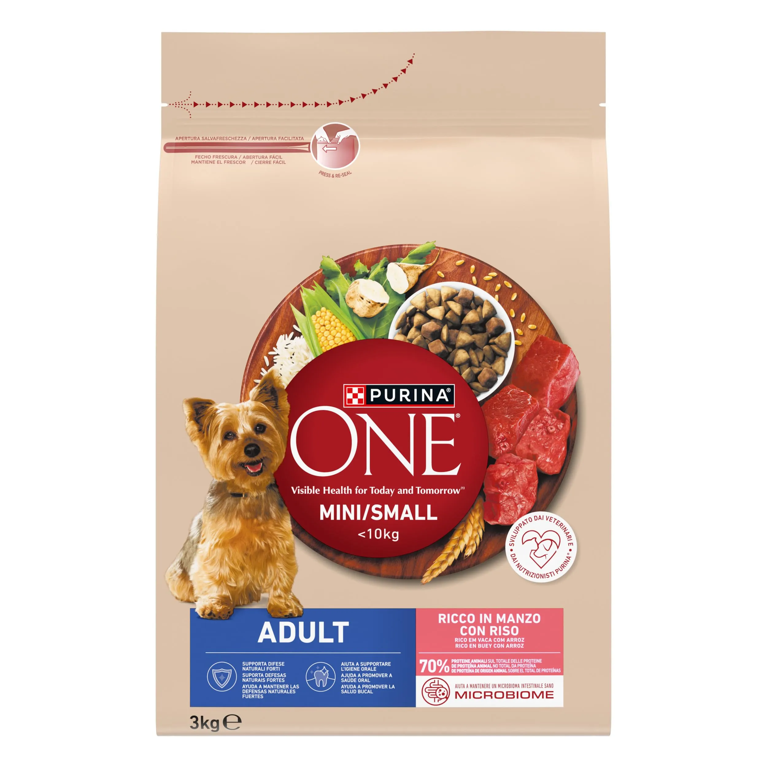 Purina ONE Mini Crocchette Cani Adulti Manzo e Riso, 3 kg - immagine 2