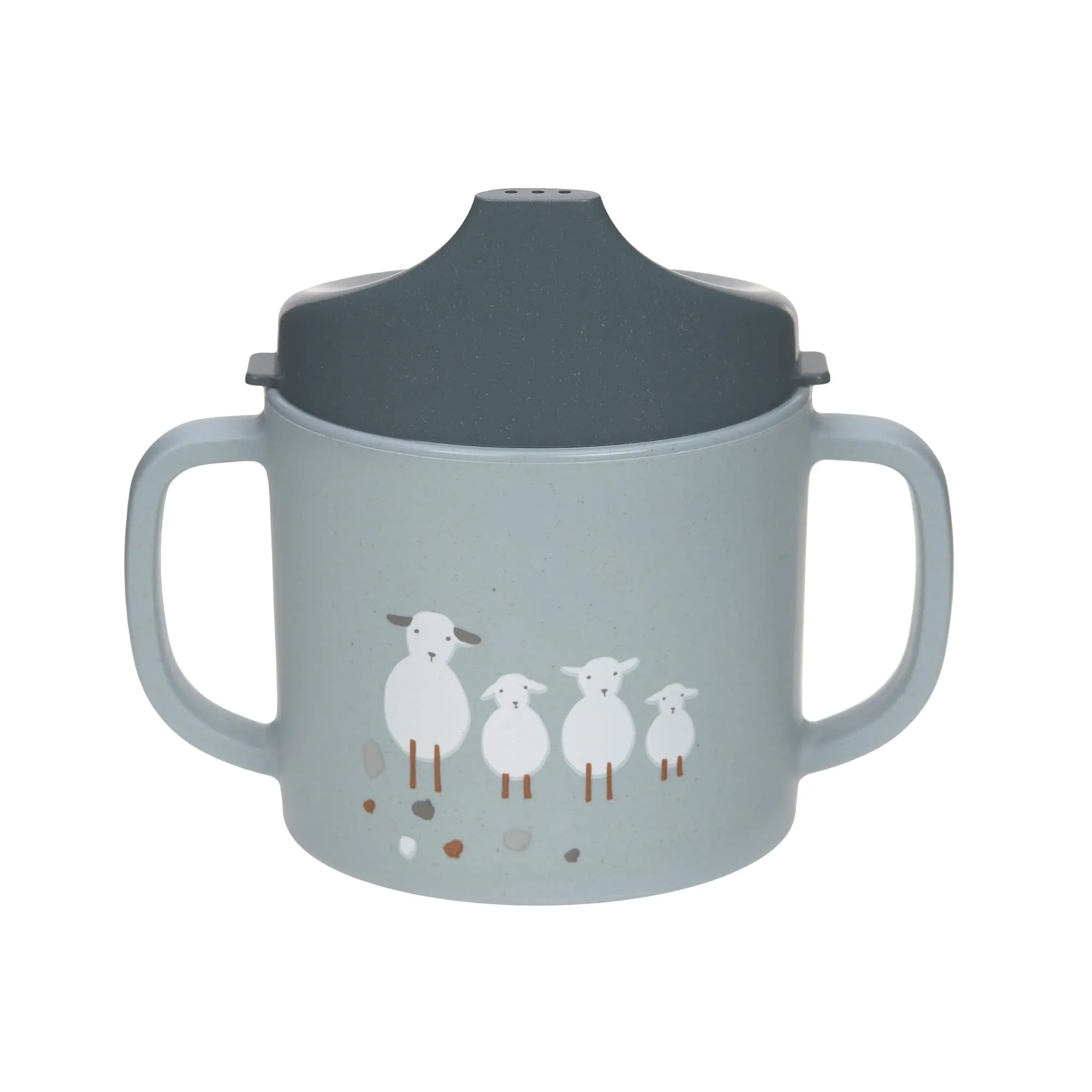 Lässig Tazza in Polipropilene per bambini con manico e coperchio rimovibile 150 ml Tiny Farmer Sheep/Goose nature - immagine 1