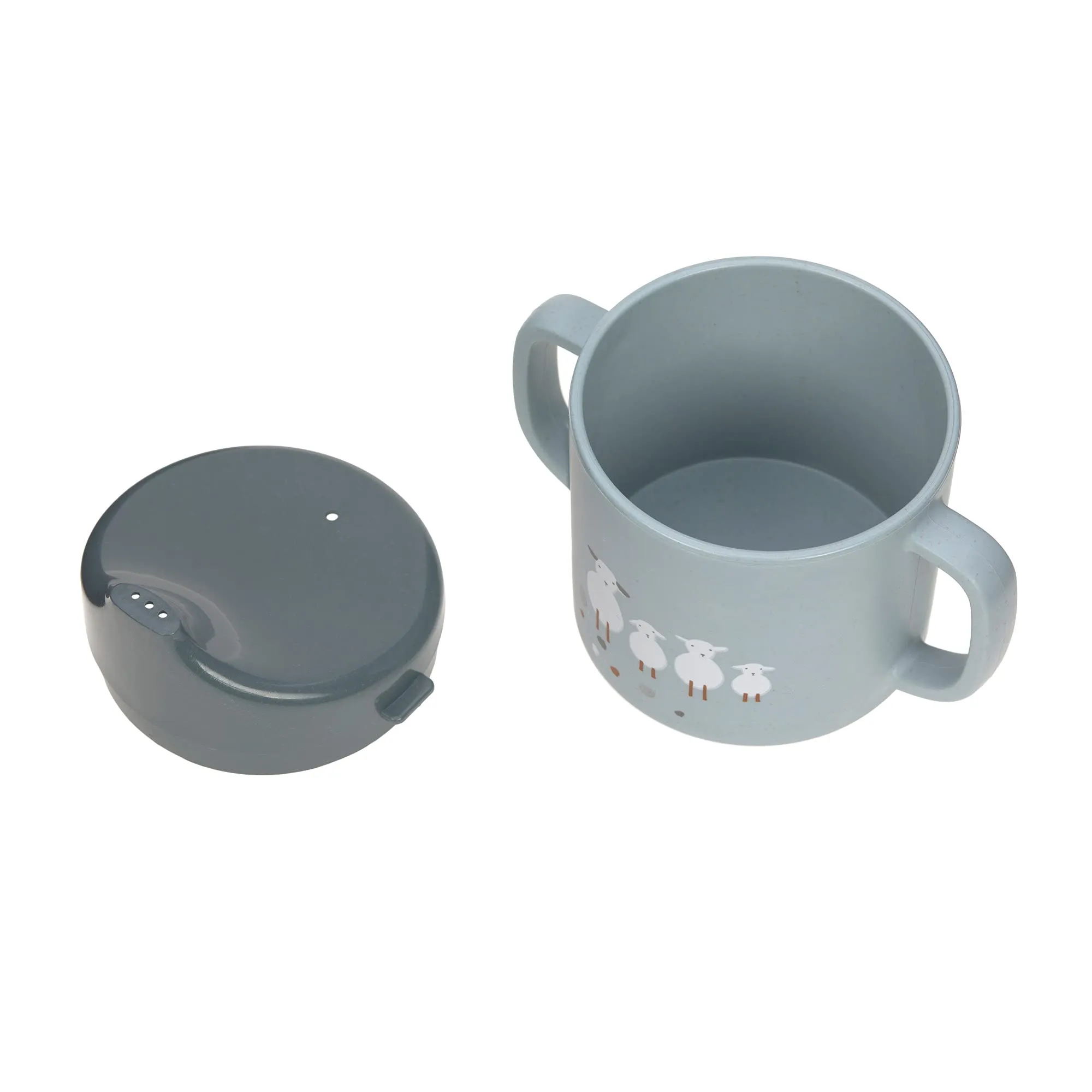 Lässig Tazza in Polipropilene per bambini con manico e coperchio rimovibile 150 ml Tiny Farmer Sheep/Goose nature - immagine 2