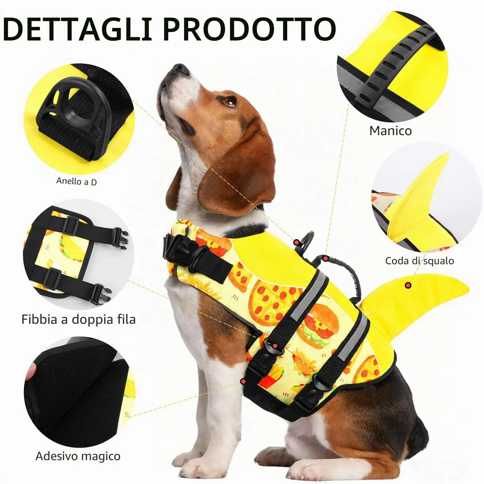 CITÉTOILE Giubbotto Salvagente per Cani Ripstop, Giallo Hamburger, XL - immagine 2