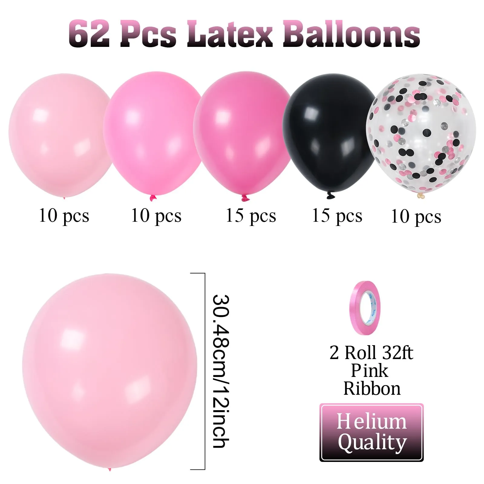 Fairymaiden 60 Pezzi Palloncini Rosa Pastello e Confetti, 12 Pollice - immagine 5
