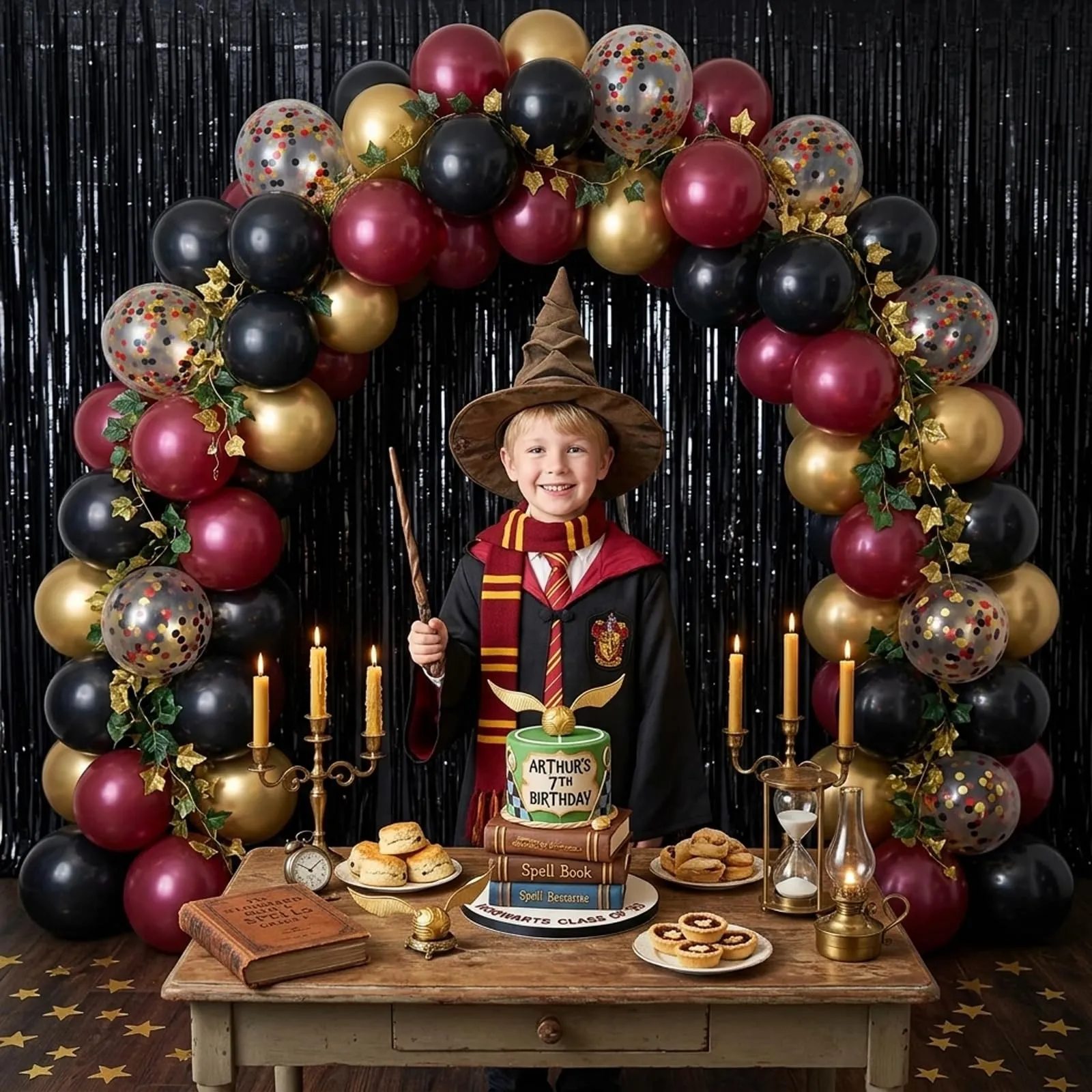 fairymaiden Palloncini Bordeaux, Rossi, Neri e Oro con Confetti, 60 Pezzi, 12 Pollice - immagine 7