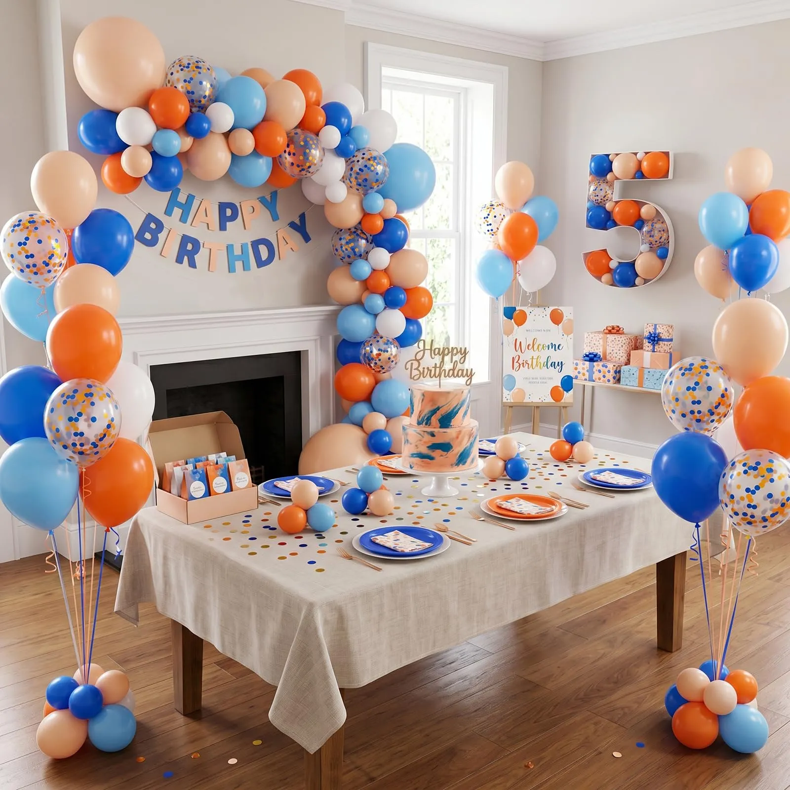 Fairymaiden Palloncini Blu Navy, Arancioni e Bianchi, 60 Pezzi, 12 Pollice - immagine 5