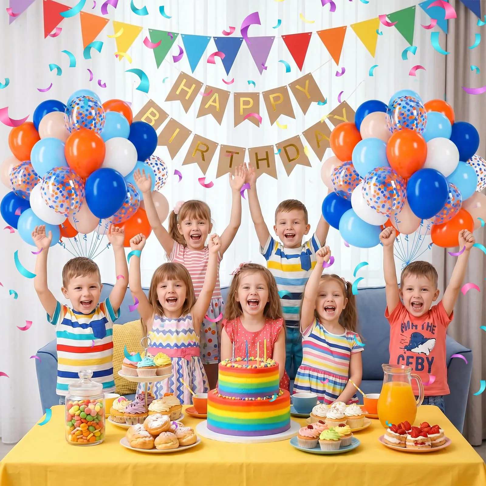 Fairymaiden Palloncini Blu Navy, Arancioni e Bianchi, 60 Pezzi, 12 Pollice - immagine 8