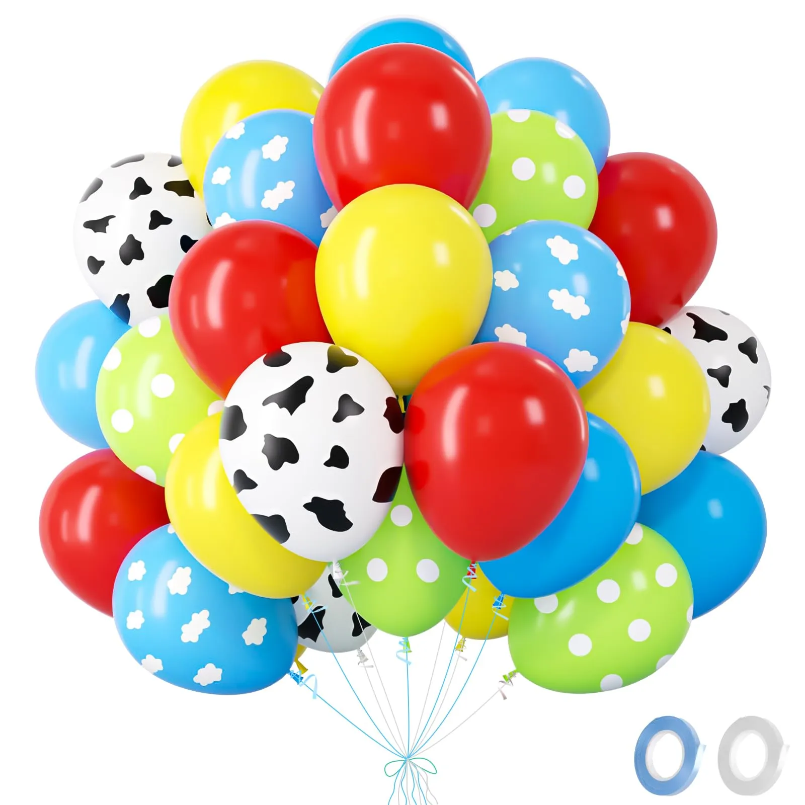 Fairymaiden Palloncini Nuvola con Stampa Mucca, 60 Pezzi, 12 Pollice - immagine 1