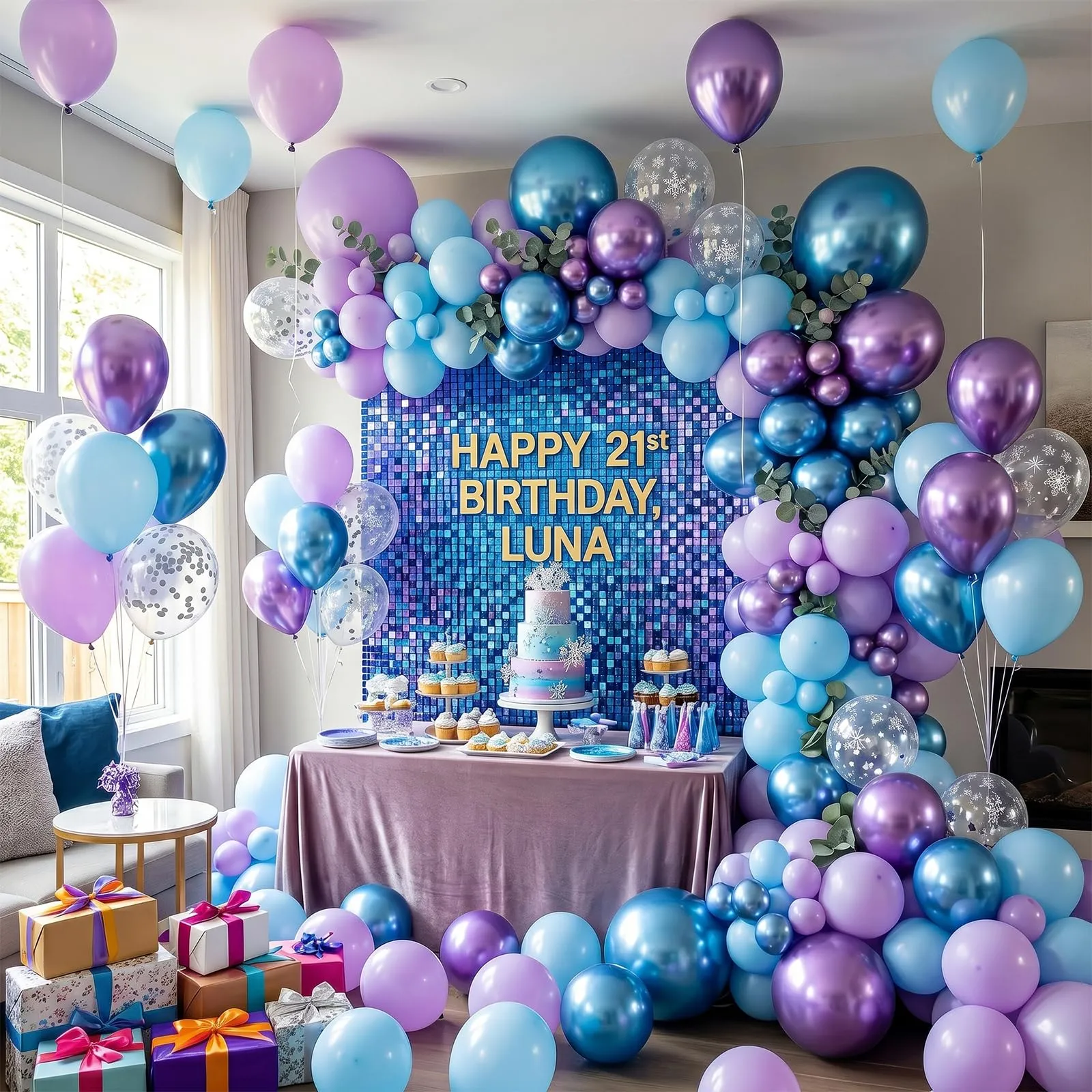 Fairymaiden Palloncini Frozen, 60 Pezzi Viola Blu Confetti Metallizzati, 12 pollici - immagine 2