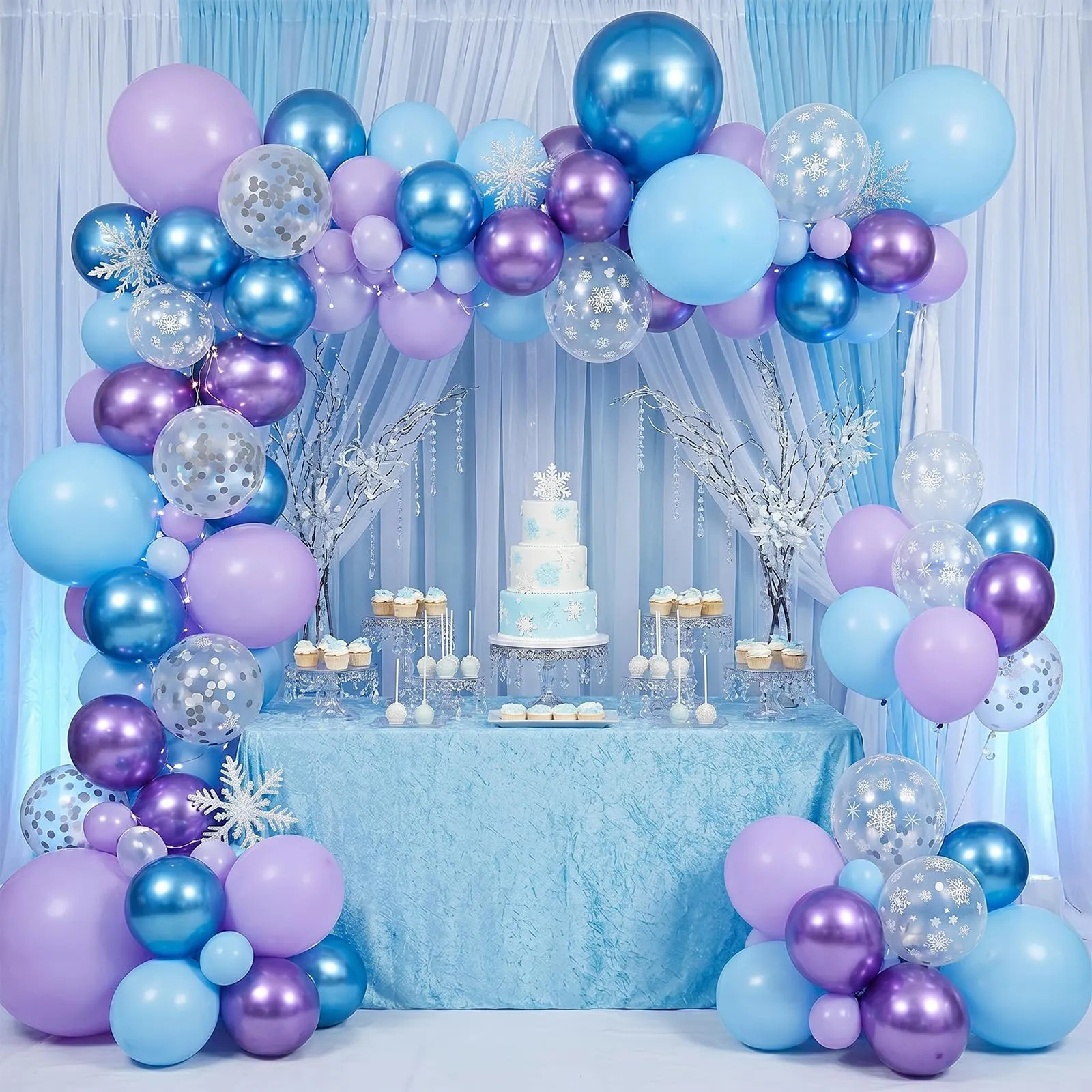 Fairymaiden Palloncini Frozen, 60 Pezzi Viola Blu Confetti Metallizzati, 12 pollici - immagine 7