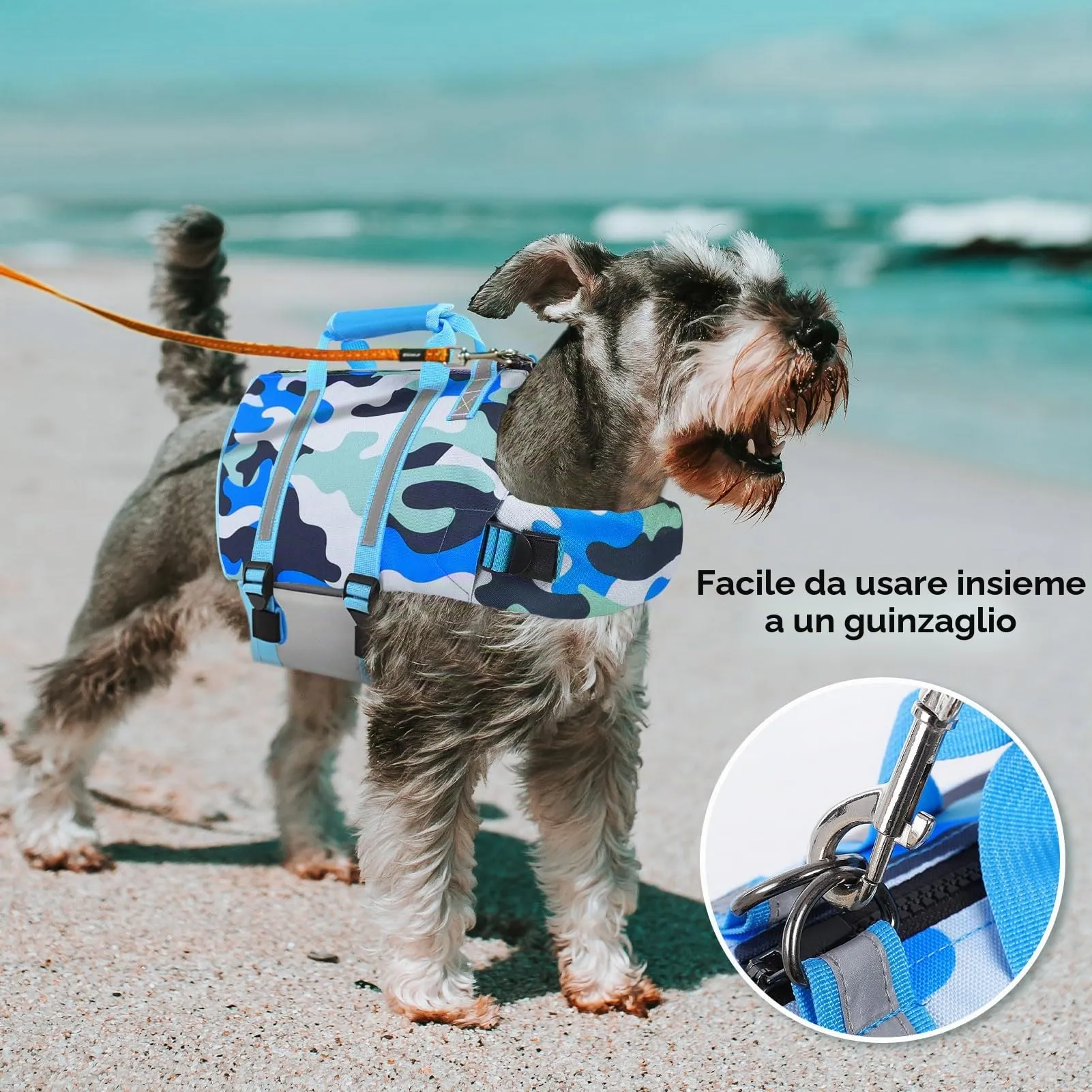 PUZAUKAL Giubbotto Salvagente per Cane con Cerniera e Camouflage, XXL - immagine 6