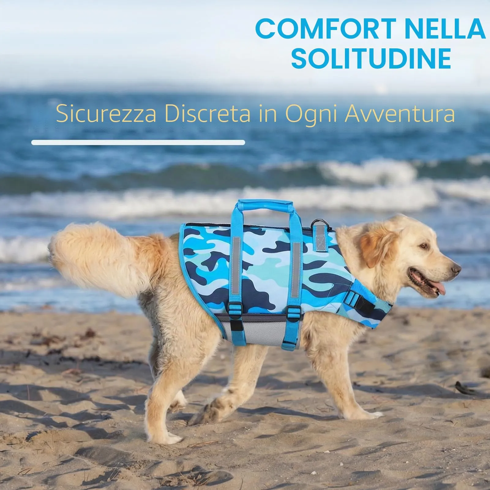 PUZAUKAL Giubbotto Salvagente per Cane con Cerniera e Camouflage, XXL - immagine 7