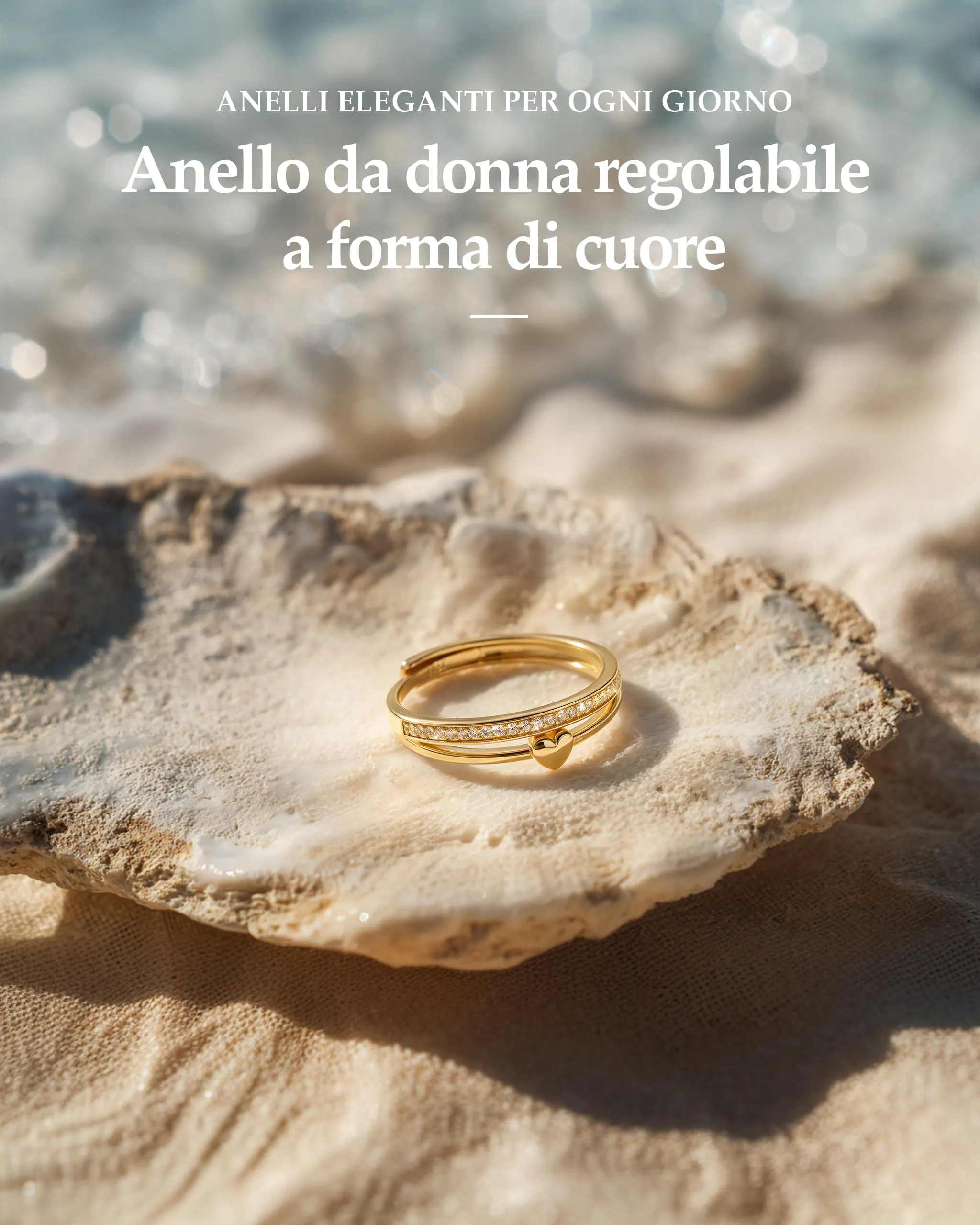 J.Fée Anello Donna in Argento 925 con Zirconi 5A, Regolabile, Colore Oro - immagine 7