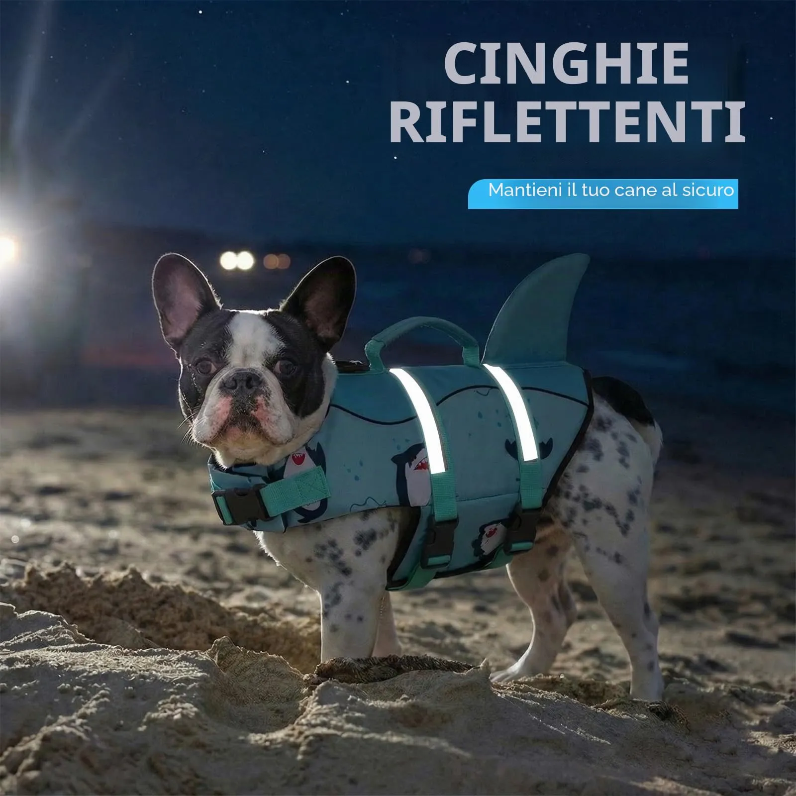 AOFITEE Giubbotto di Salvataggio per Cani con Pinna di Squalo, Taglia XS, Verde - immagine 5