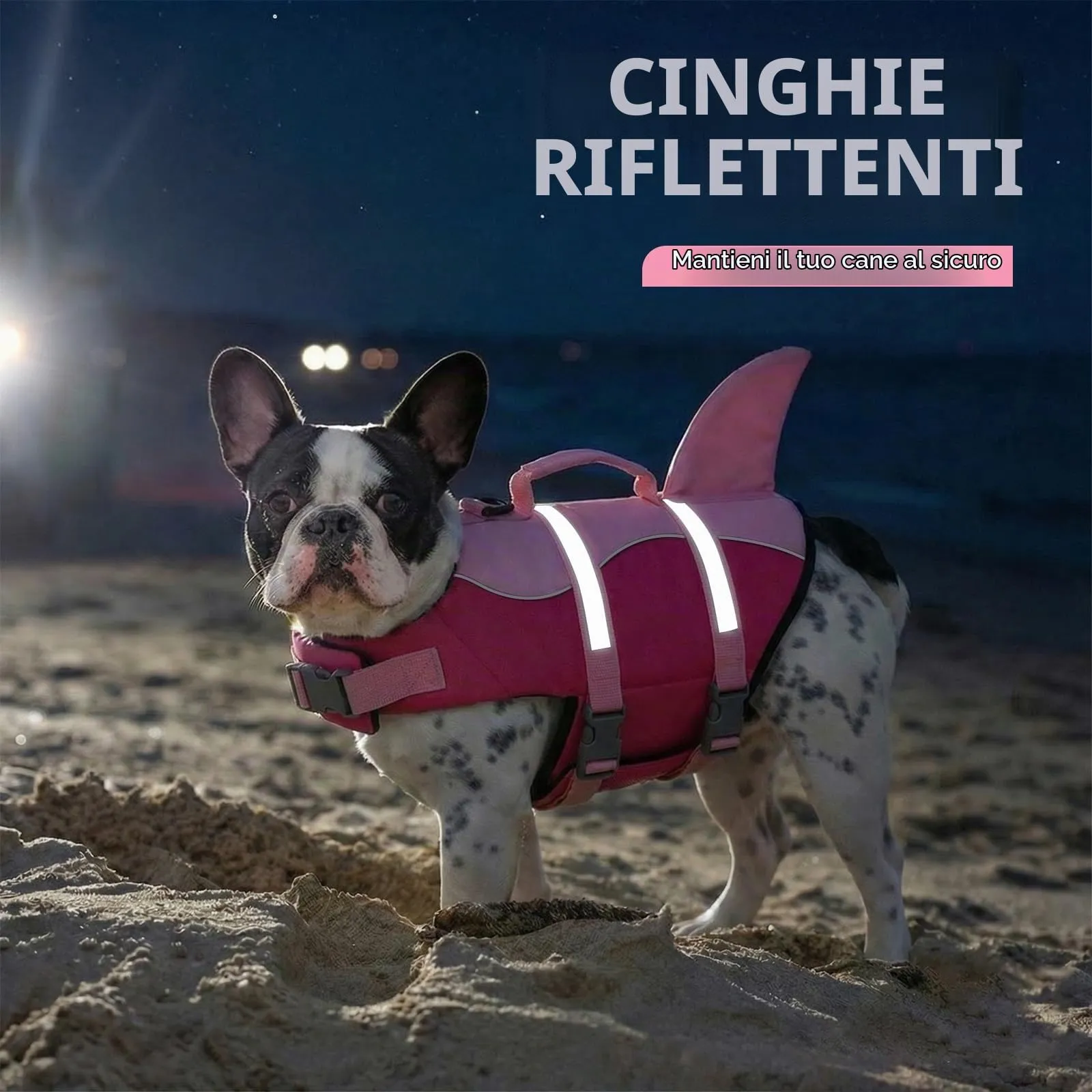 AOFITEE Giubbotto di Salvataggio per Cani con Pinna di Squalo e Impugnatura di Soccorso, Rosa, S - immagine 5