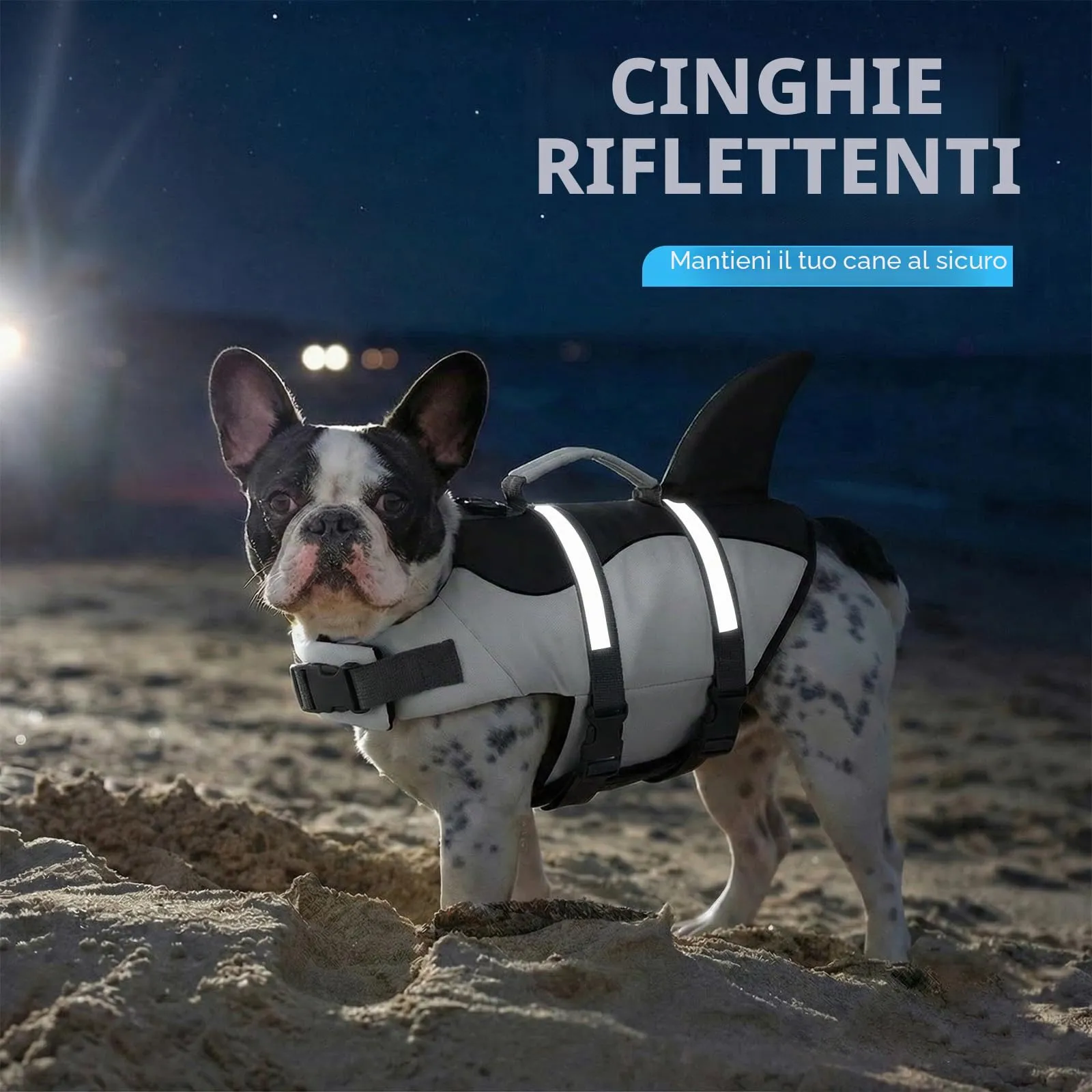 AOFITEE Giubbotto Salvagente per Cani con Pinna di Squalo, Taglia XS, Grigio - immagine 5