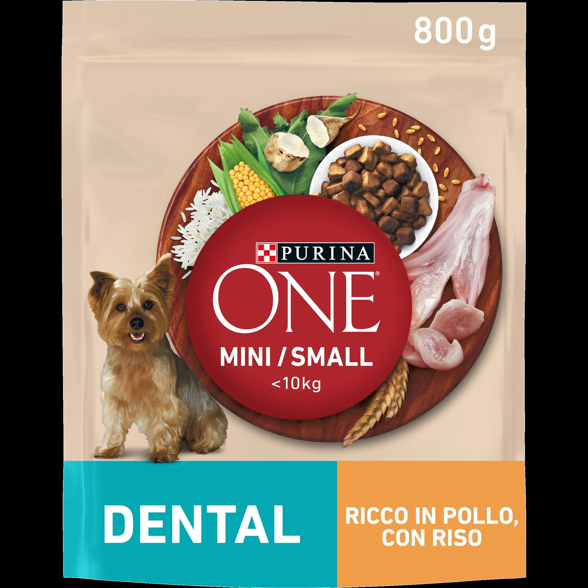 Purina One Mini Small Dental per Cani Adulti Pollo e Riso, 8 x 800g - immagine 2