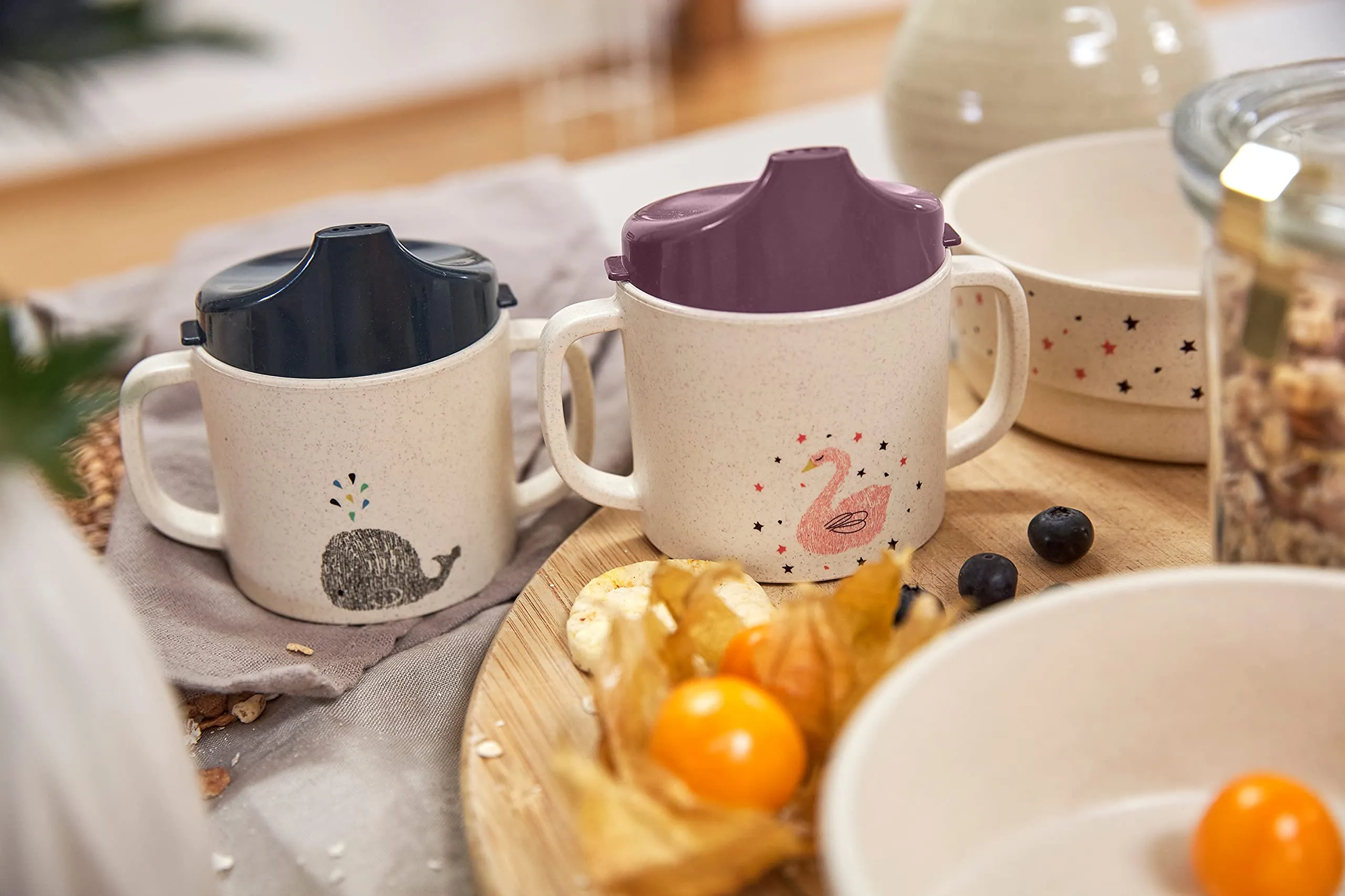 Lässig Tazza per bambini con manico e coperchio rimovibile, 150 ml, Little Water Whale - immagine 4