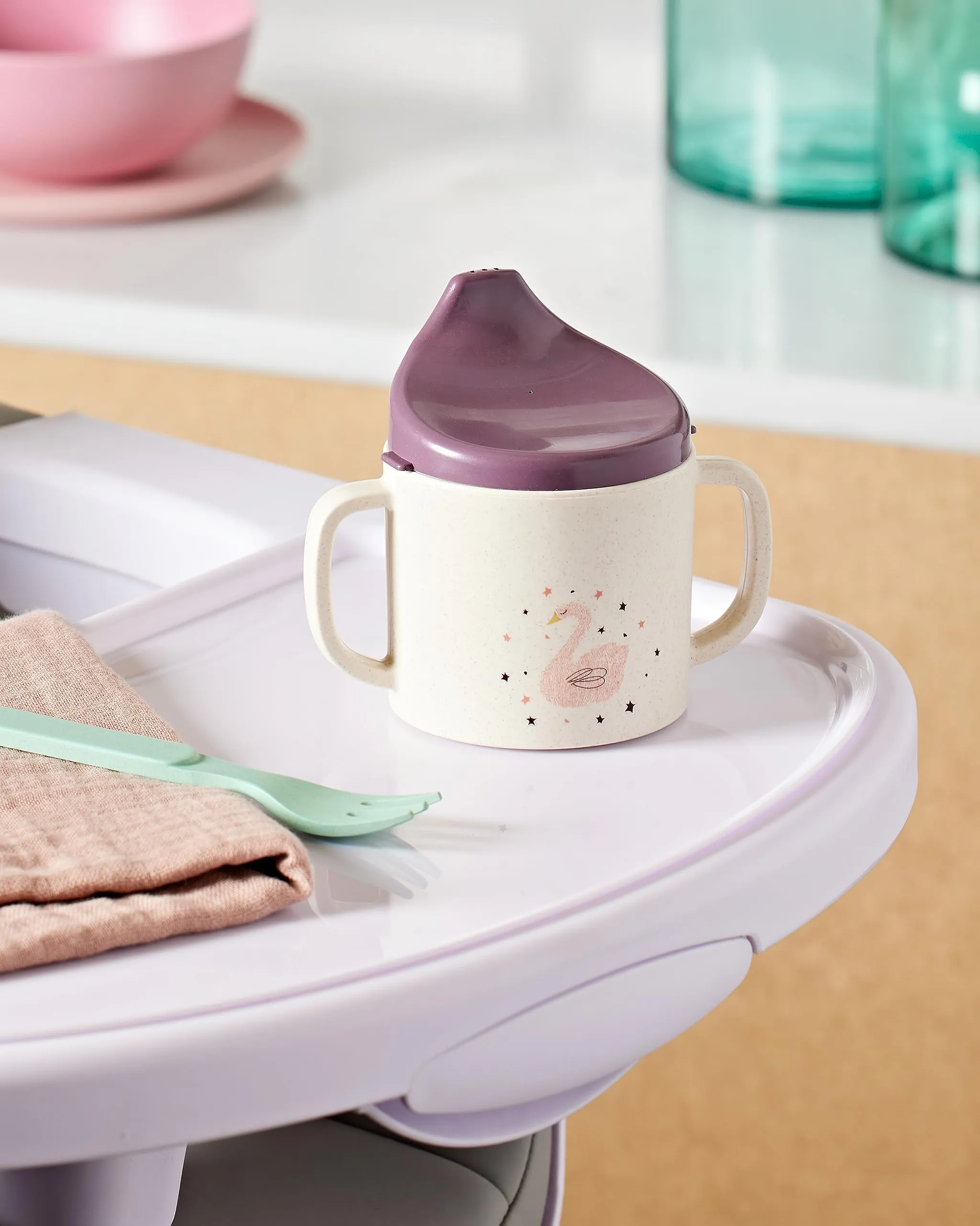 Lässig Tazza per bambini con manico e coperchio rimovibile, 150 ml, Little Water Whale - immagine 5