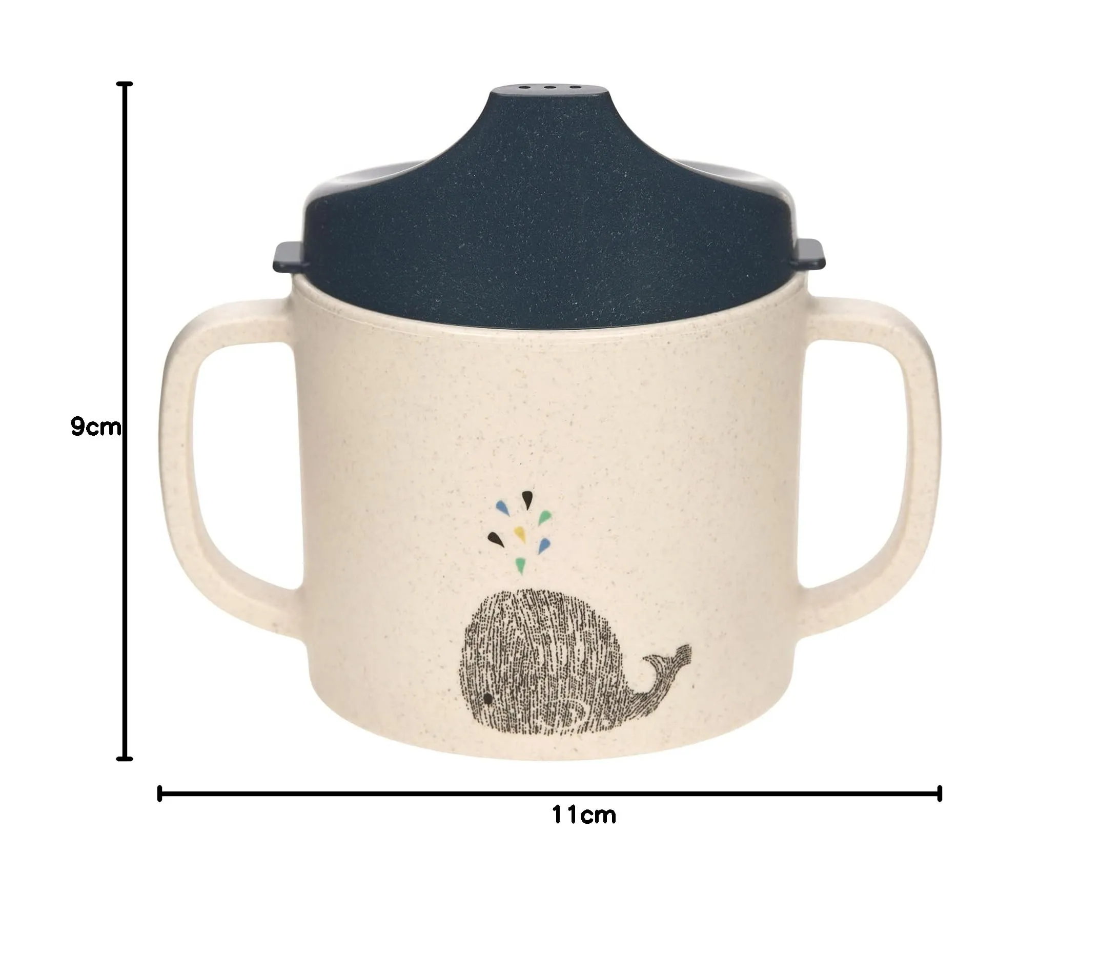 Lässig Tazza per bambini con manico e coperchio rimovibile, 150 ml, Tiny Farmer Sheep/Goose blue - immagine 9