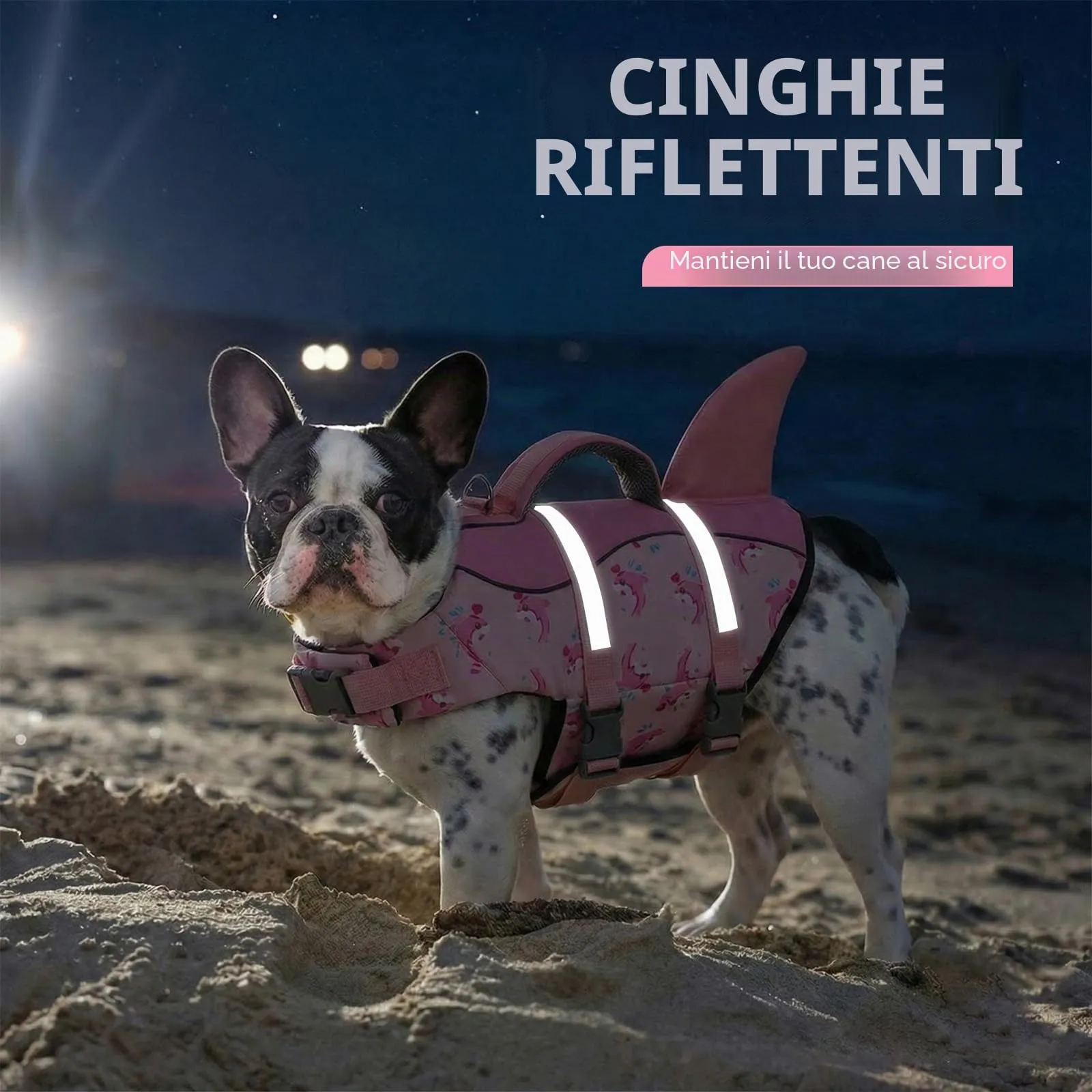 AOFITEE Giubbotto di Salvataggio per Cani con Pinna di Squalo, Taglia L, Balena rosa - immagine 5
