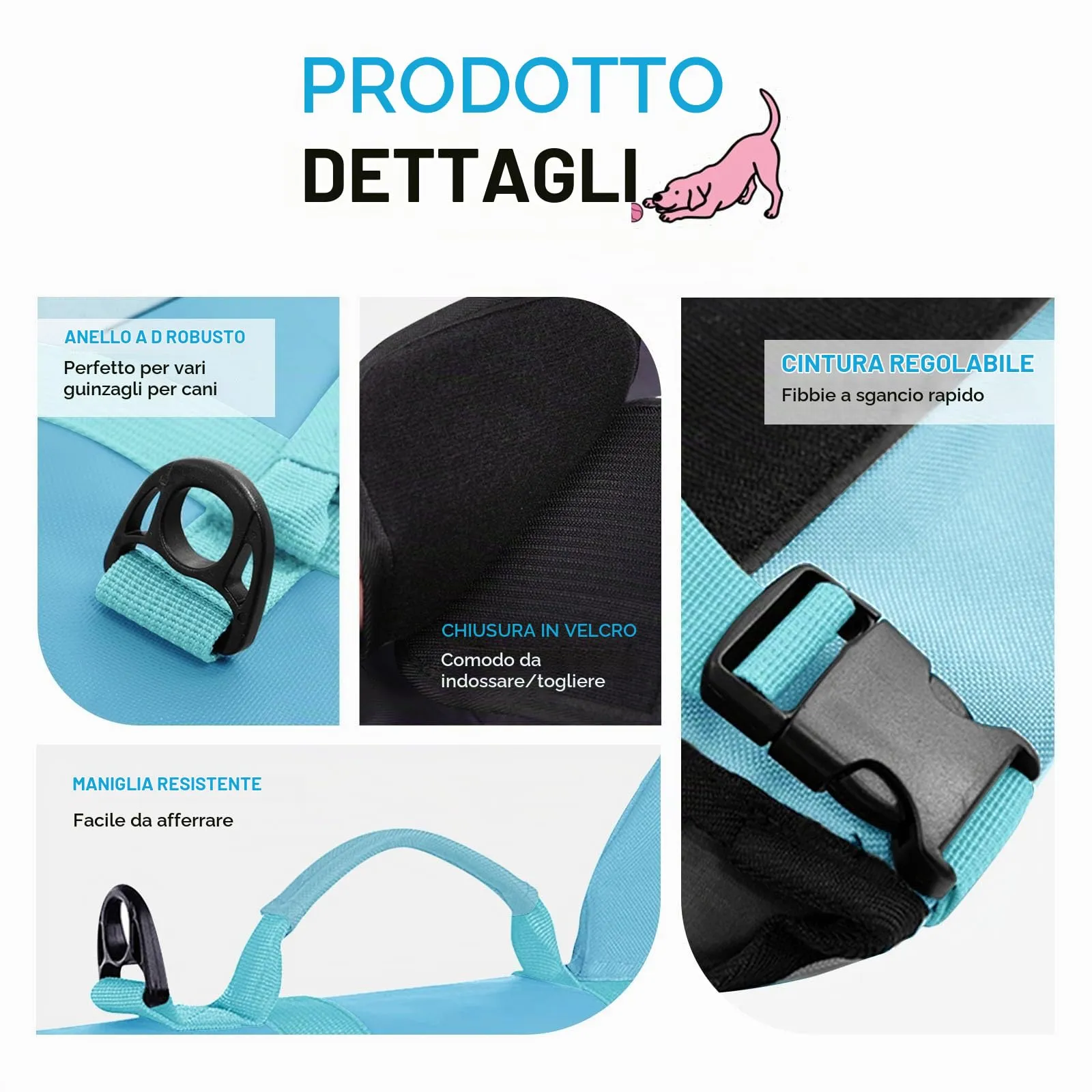 AOFITEE Giubbotto di Salvataggio per Cani con Pinna di Squalo e Impugnatura di Soccorso, Verde, S - immagine 3
