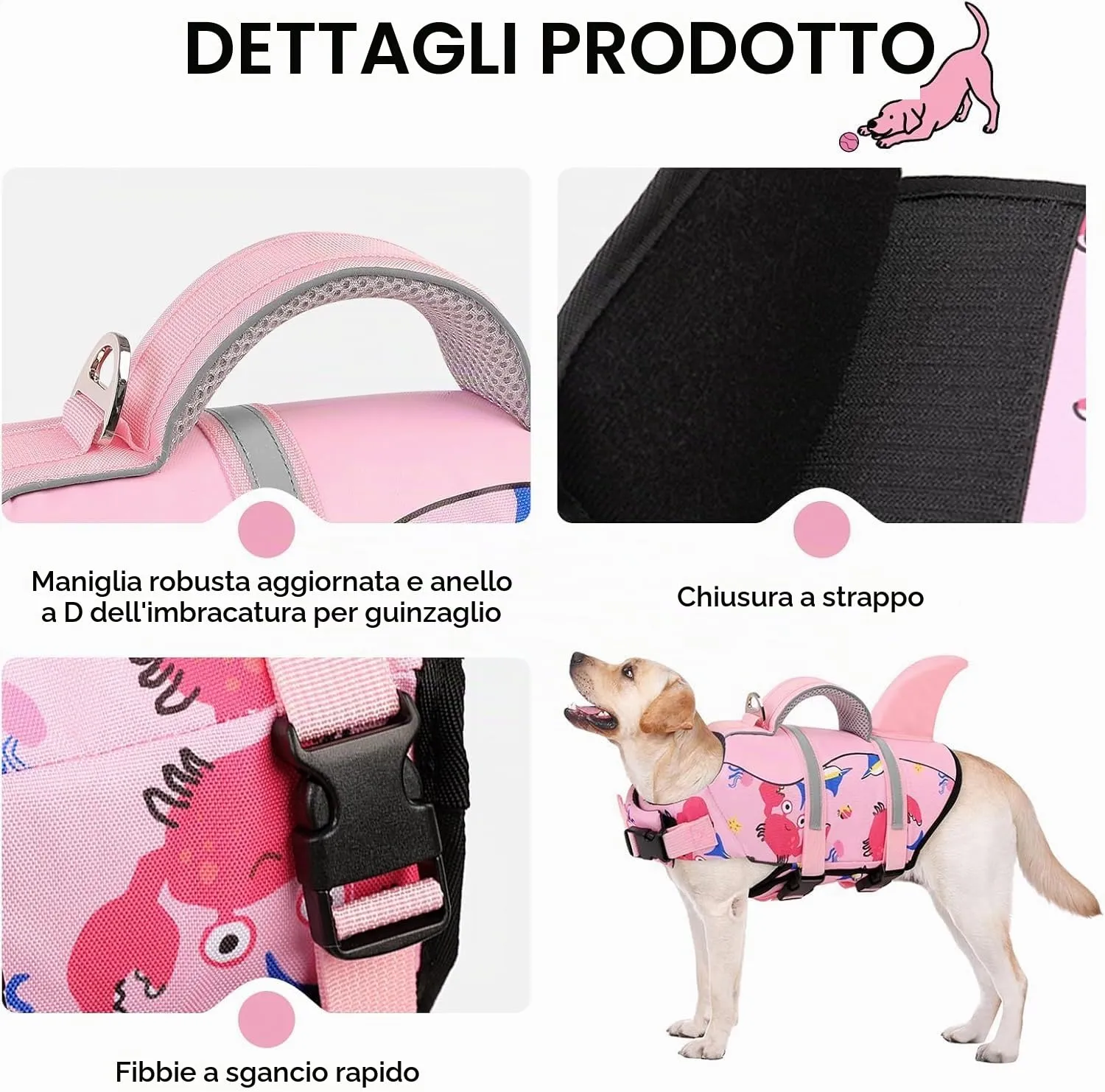 AOFITEE Giubbotto Salvagente per Cani con Pinna di Squalo - immagine 3
