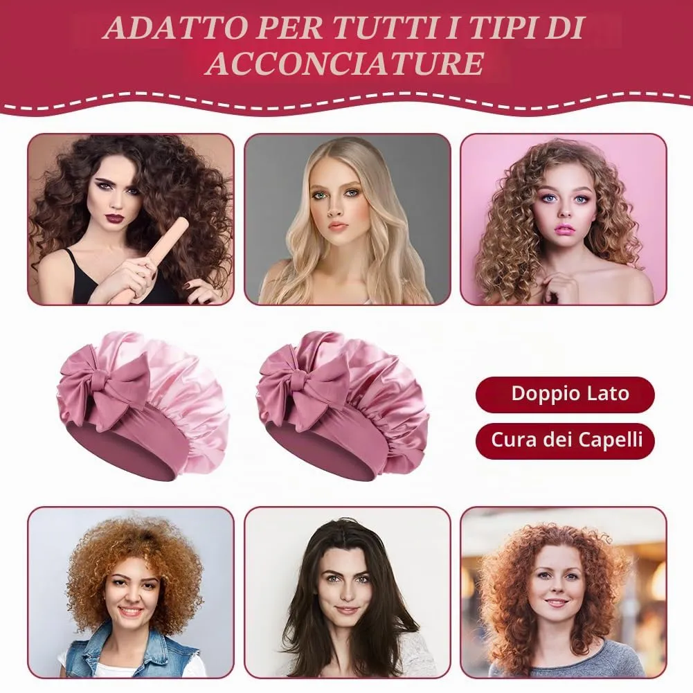 ACWOO Cuffia in Seta per Capelli Notte, Berretto in Raso Elastico con Nastri Regolabili, Cioccolato - immagine 6