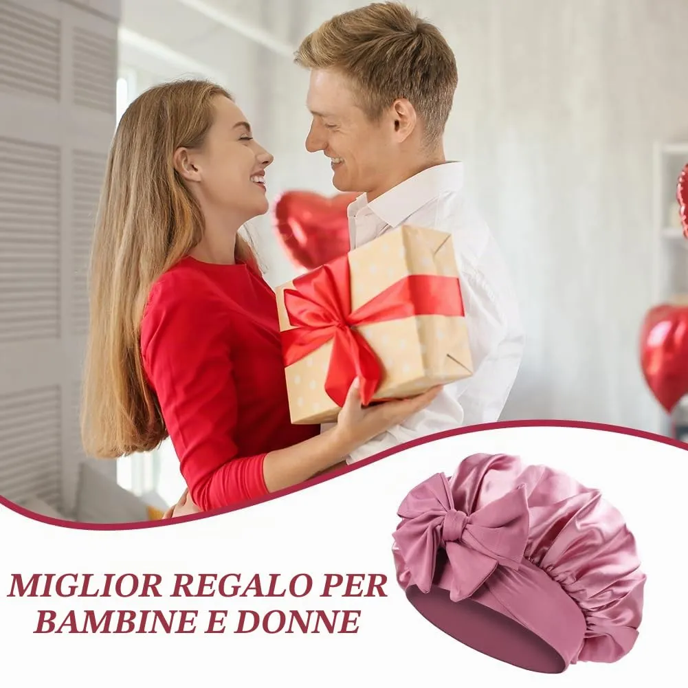 ACWOO Cuffia in Seta per Capelli Notte, Berretto in Raso Elastico con Nastri Regolabili, Cioccolato - immagine 9