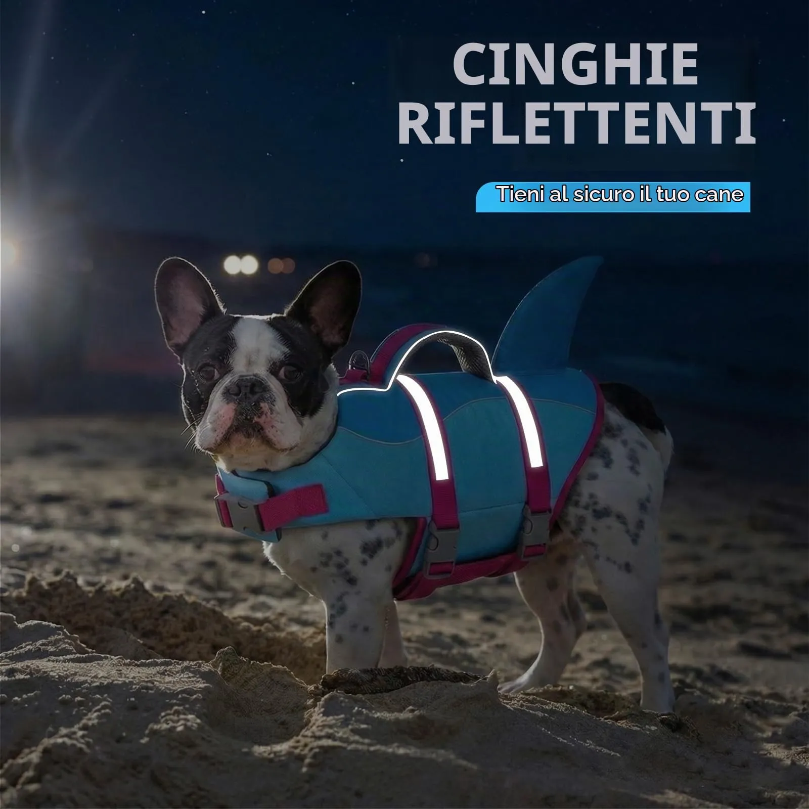 AOFITEE Giubbotto Salvagente per Cani con Pinna di Squalo e Impugnatura di Soccorso, Blu, XL - immagine 5