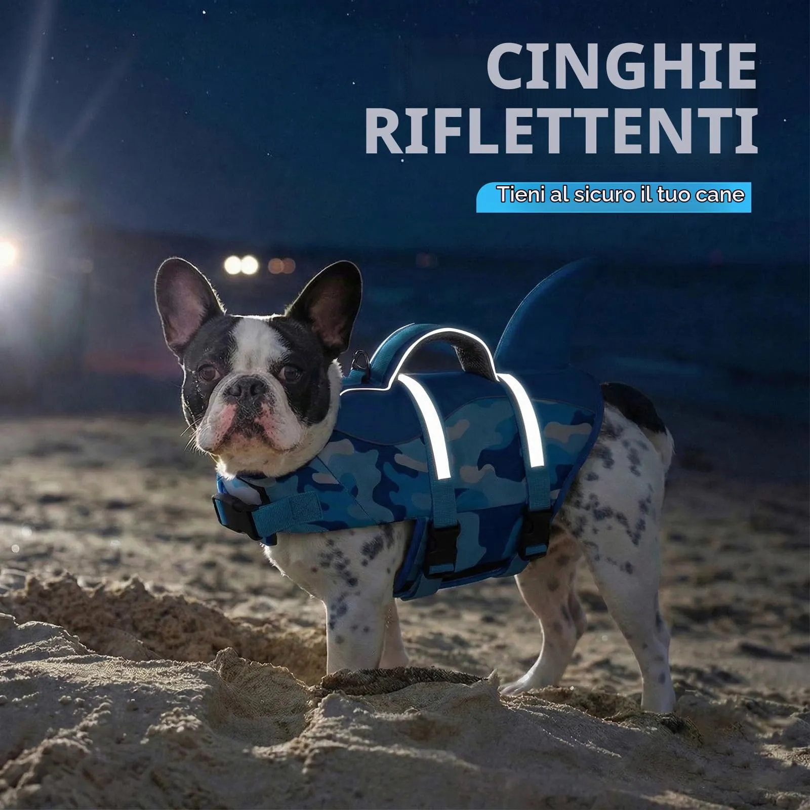 AOFITEE Giubbotto di Salvataggio per Cani con Pinna di Squalo, Mimetica Blu, Taglia M - immagine 5