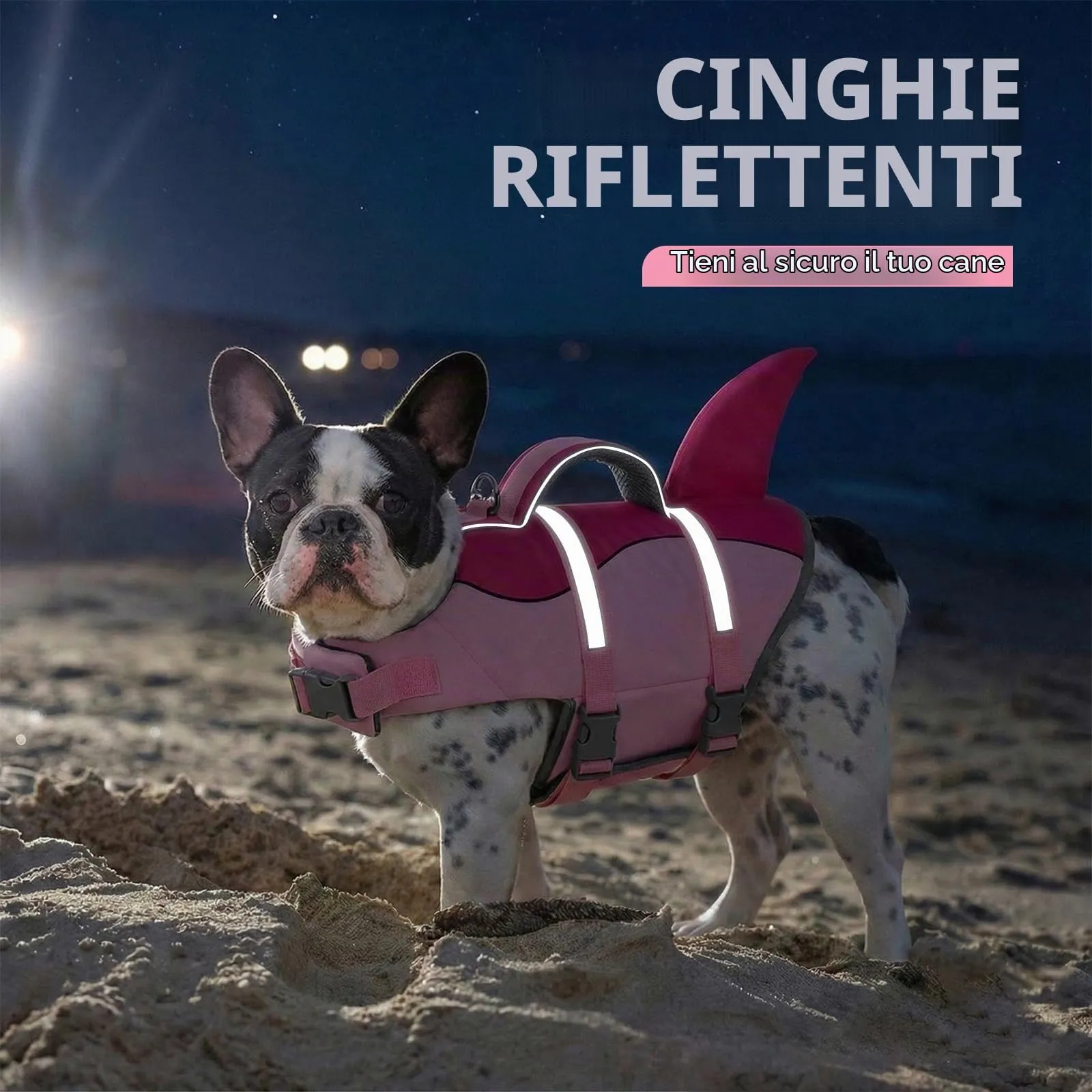AOFITEE Giubbotto Salvagente per Cani con Pinna di Squalo, XL, Fucsia - immagine 5