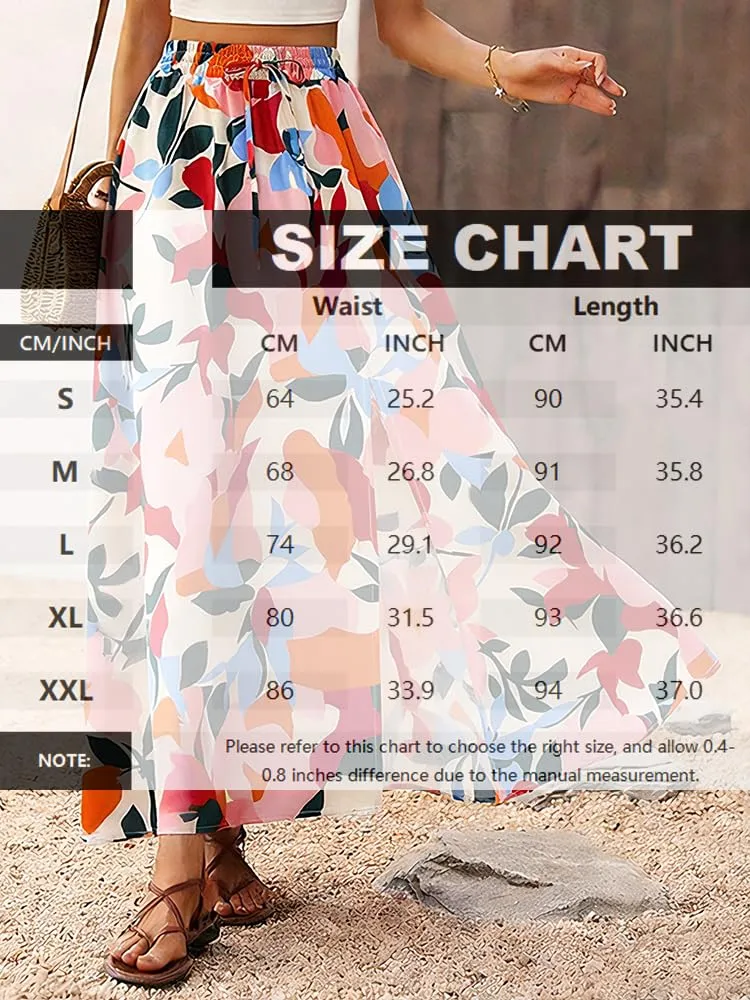 ABINGOO Gonna Lunga Donna Estiva Boho A Line Vita Alta con Spacco - immagine 6