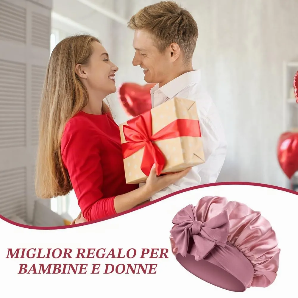 ACWOO Cuffia in Seta per Capelli Ricci, 3 Pezzi, Berretto da Notte in Raso con Nastri Regolabili - immagine 8