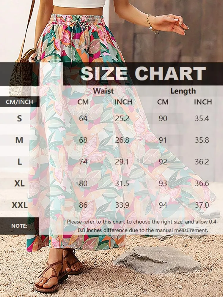 ABINGOO Gonna Lunga Donna Estiva Boho A Line Vita Alta con Spacco - immagine 6