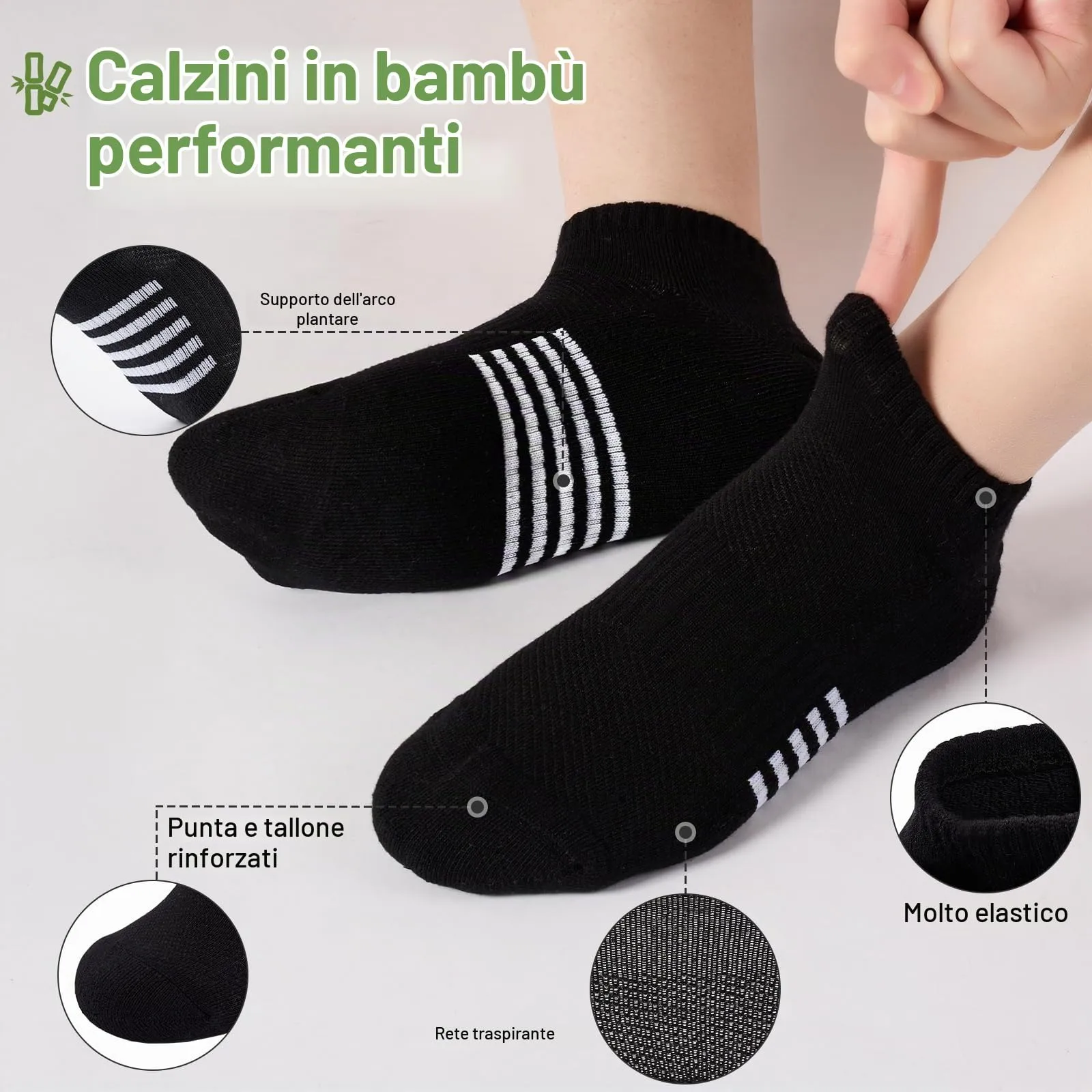 Effeet Calzini Corti Donna in Bambù, Traspiranti e Sportivi, 6/12 Paia - immagine 3