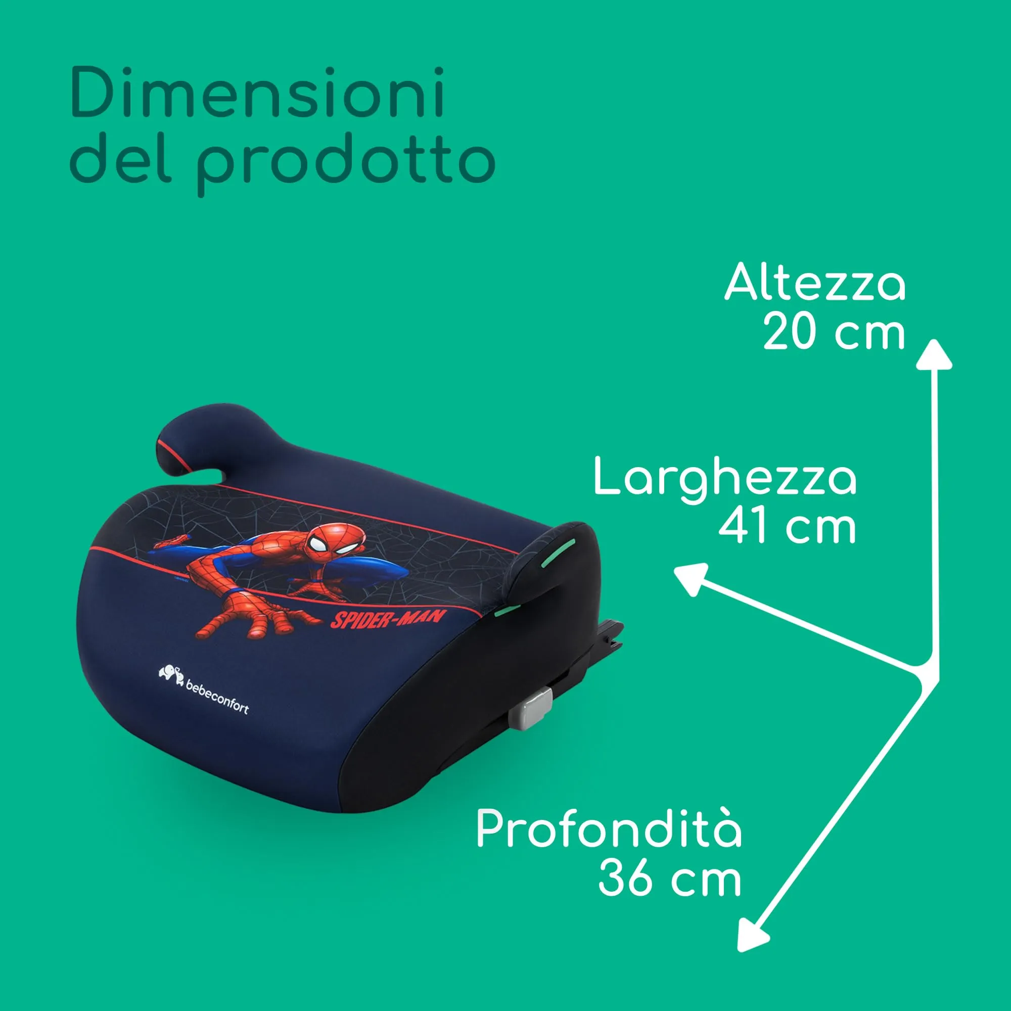 Bebeconfort Marvel Manga i-Fix Rialzo Auto Spiderman, Seggiolino Gruppo 3 ISOFIX, 22-36 kg, 128-150 cm - immagine 8
