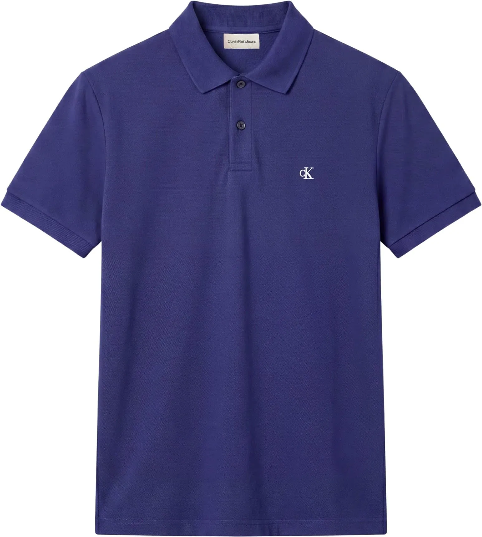 Calvin Klein Polo da Uomo in piqué monogramma SS Lv040em269, Blu (Estate Blue), XXL - immagine 5